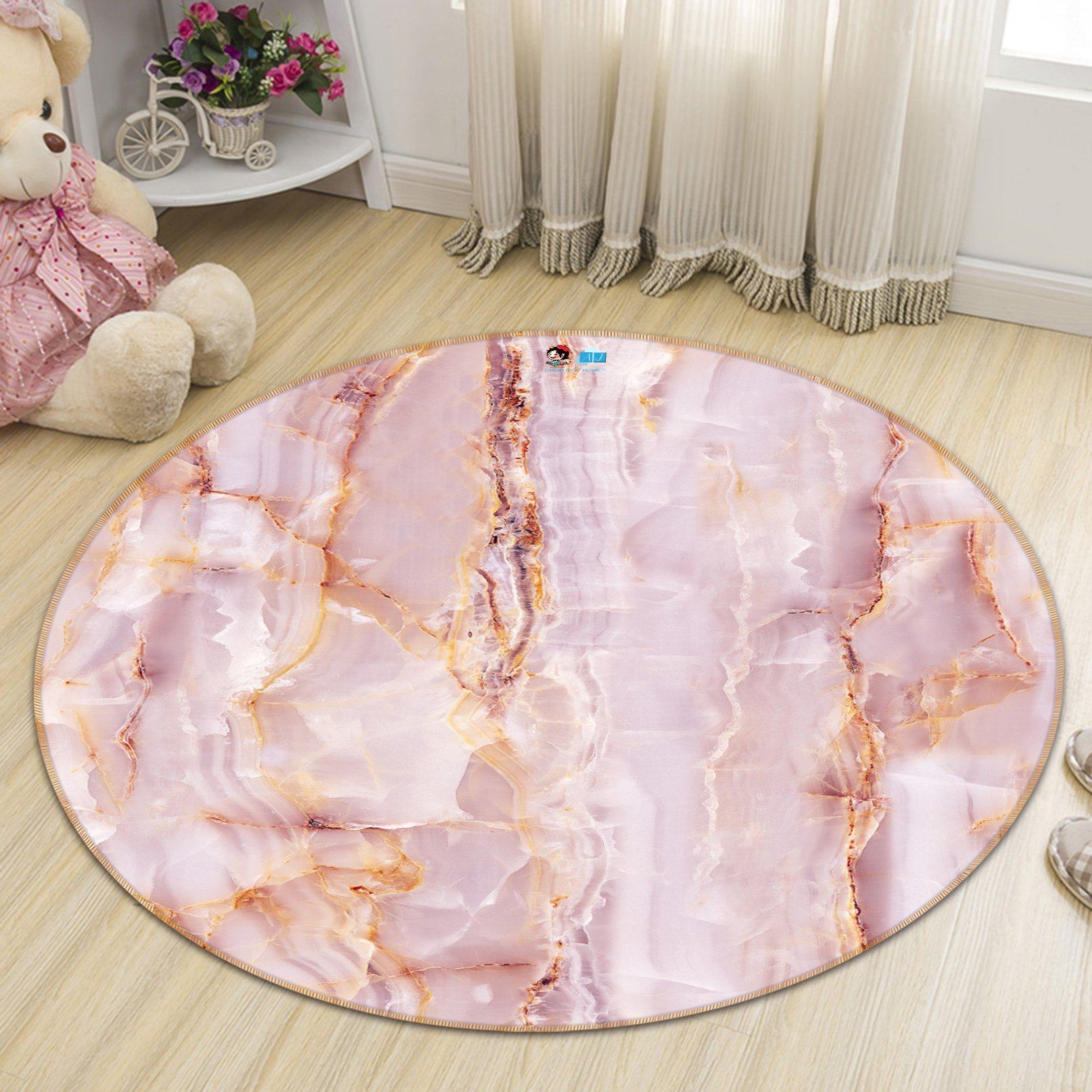 3D Pink Marble Texture 6842 Round Non Slip Rug Mat Mat AJ Creativity Home