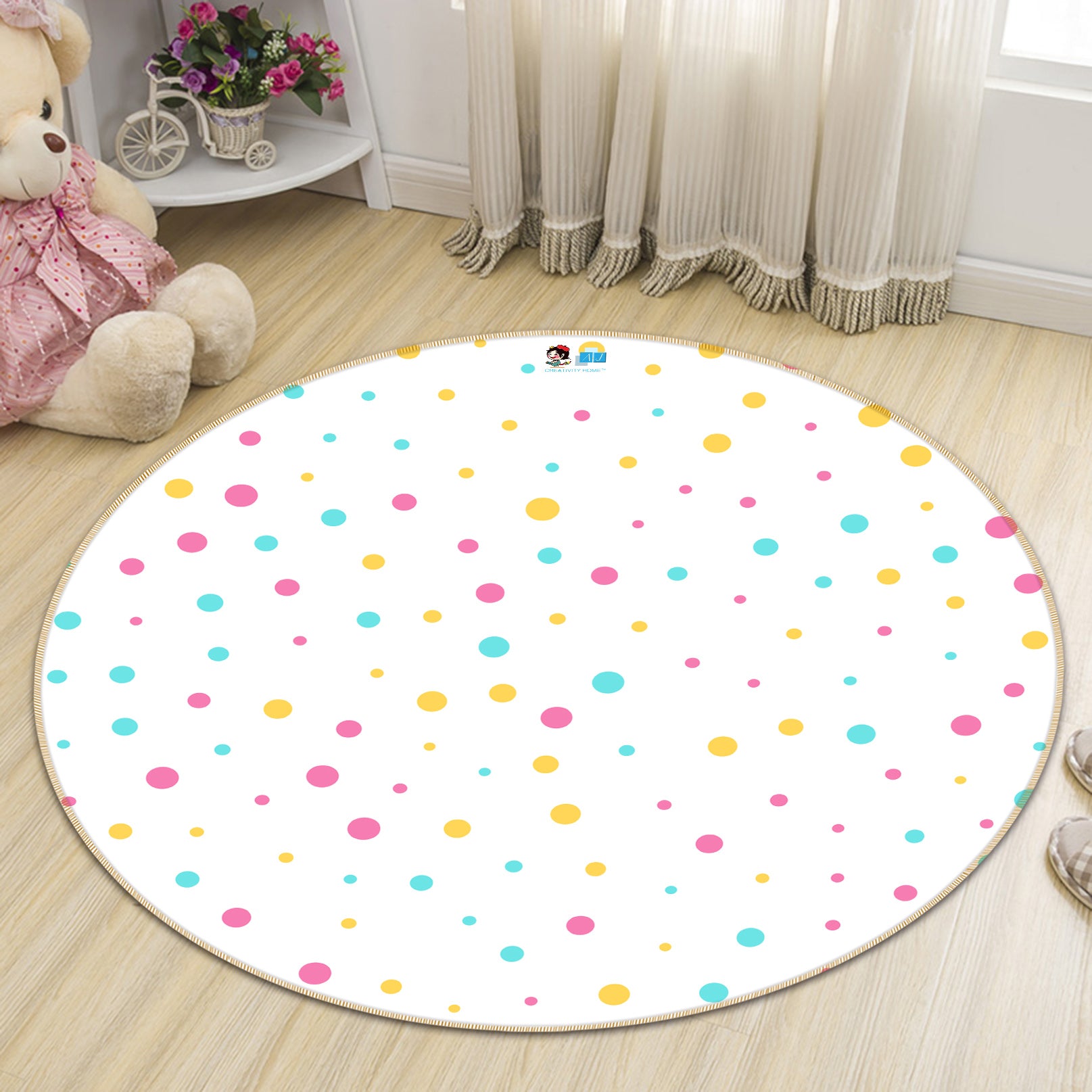 3D Color Dots 64055 Round Non Slip Rug Mat