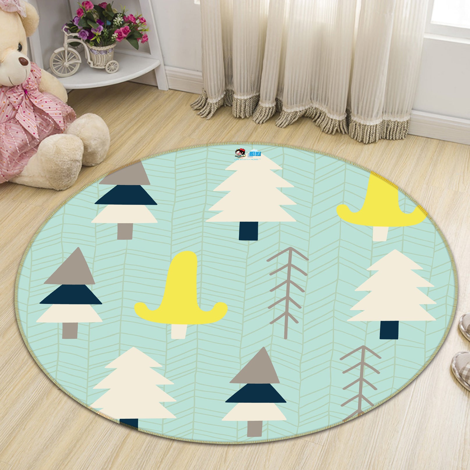 3D Tree 64121 Round Non Slip Rug Mat