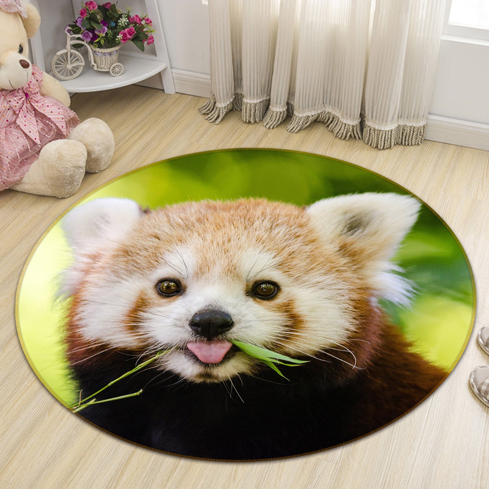 3D Raccoon 38067 Animal Round Non Slip Rug Mat