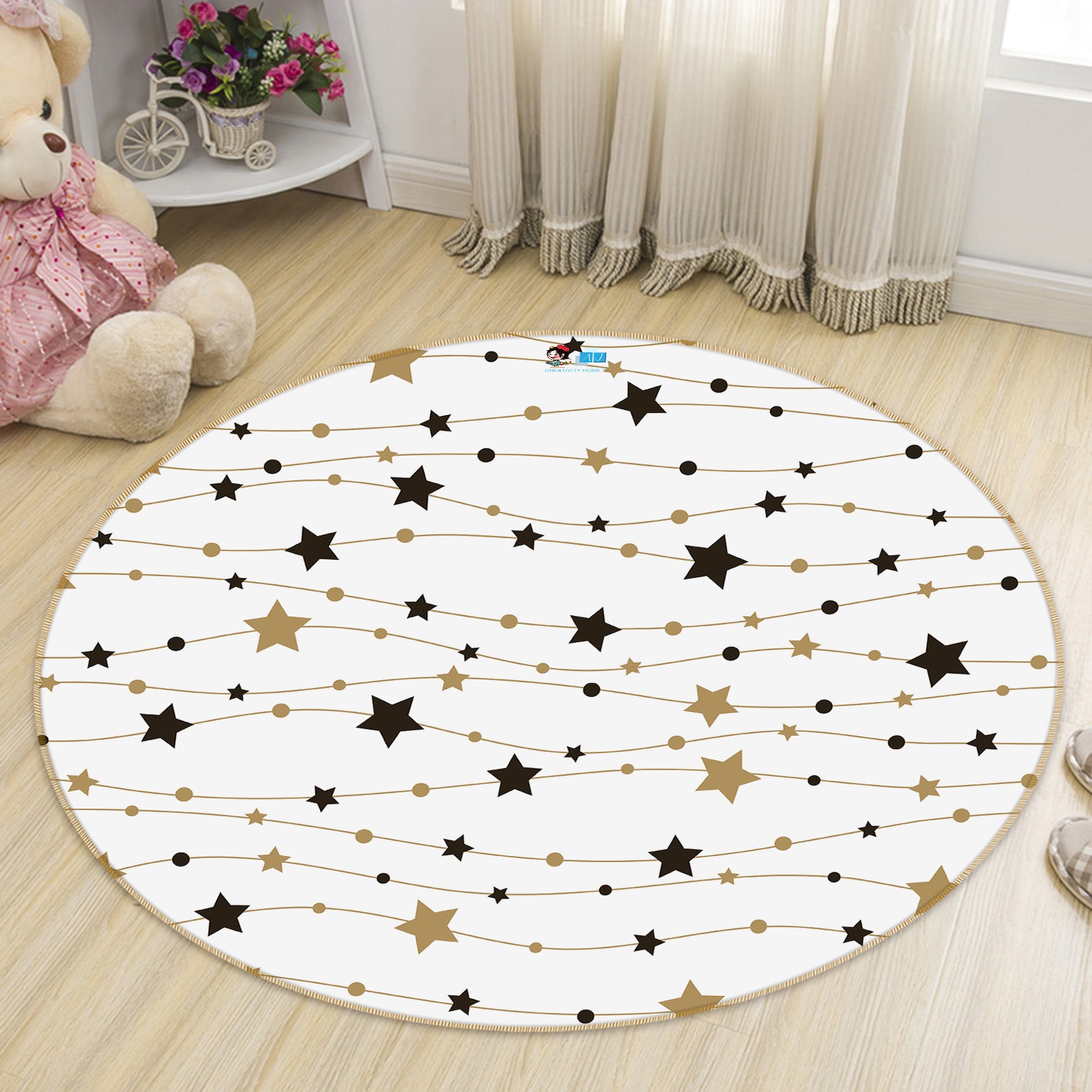 3D Five-Pointed Star 73027 Round Non Slip Rug Mat