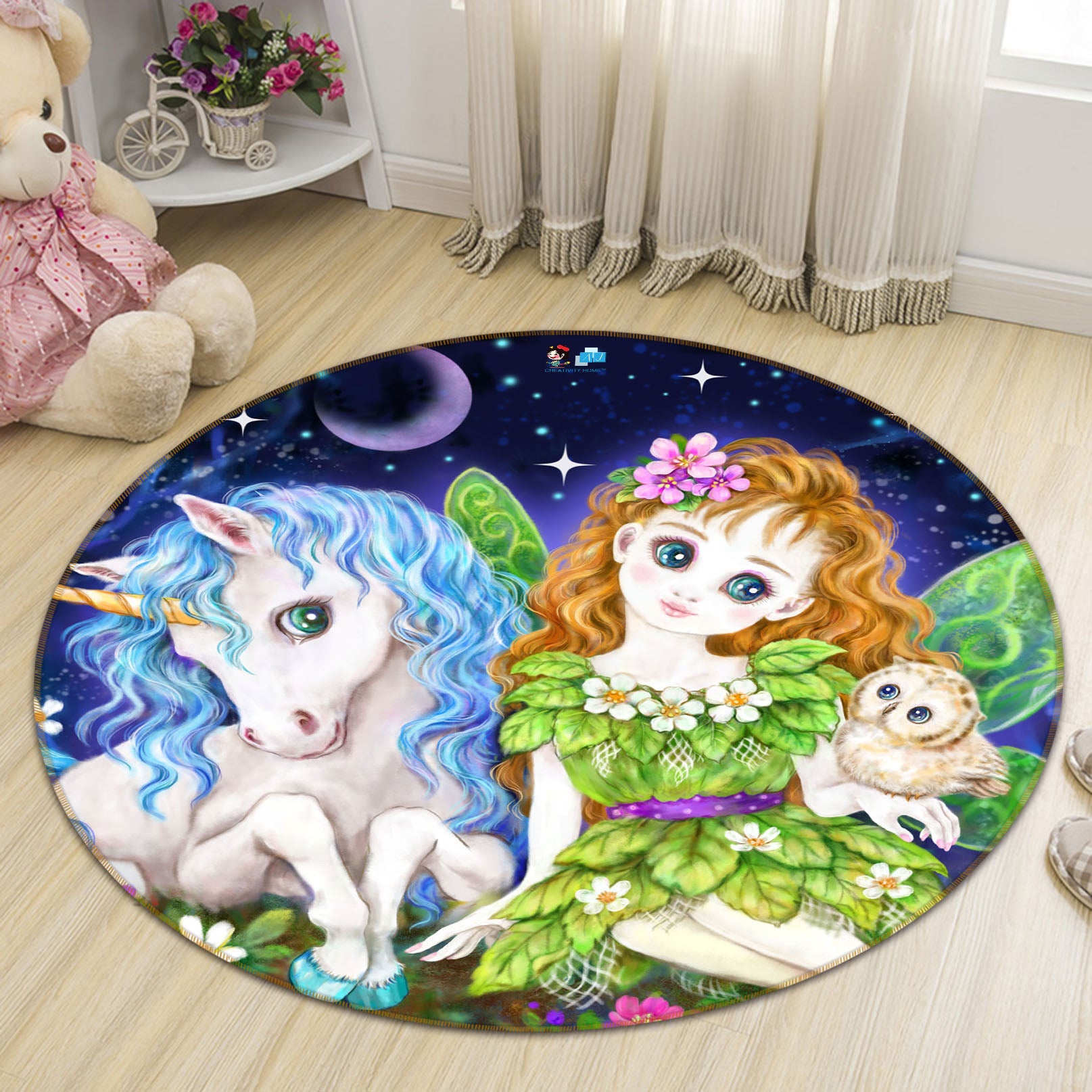 3D Unicorn Fairy 6030 Kayomi Harai Rug Round Non Slip Rug Mat