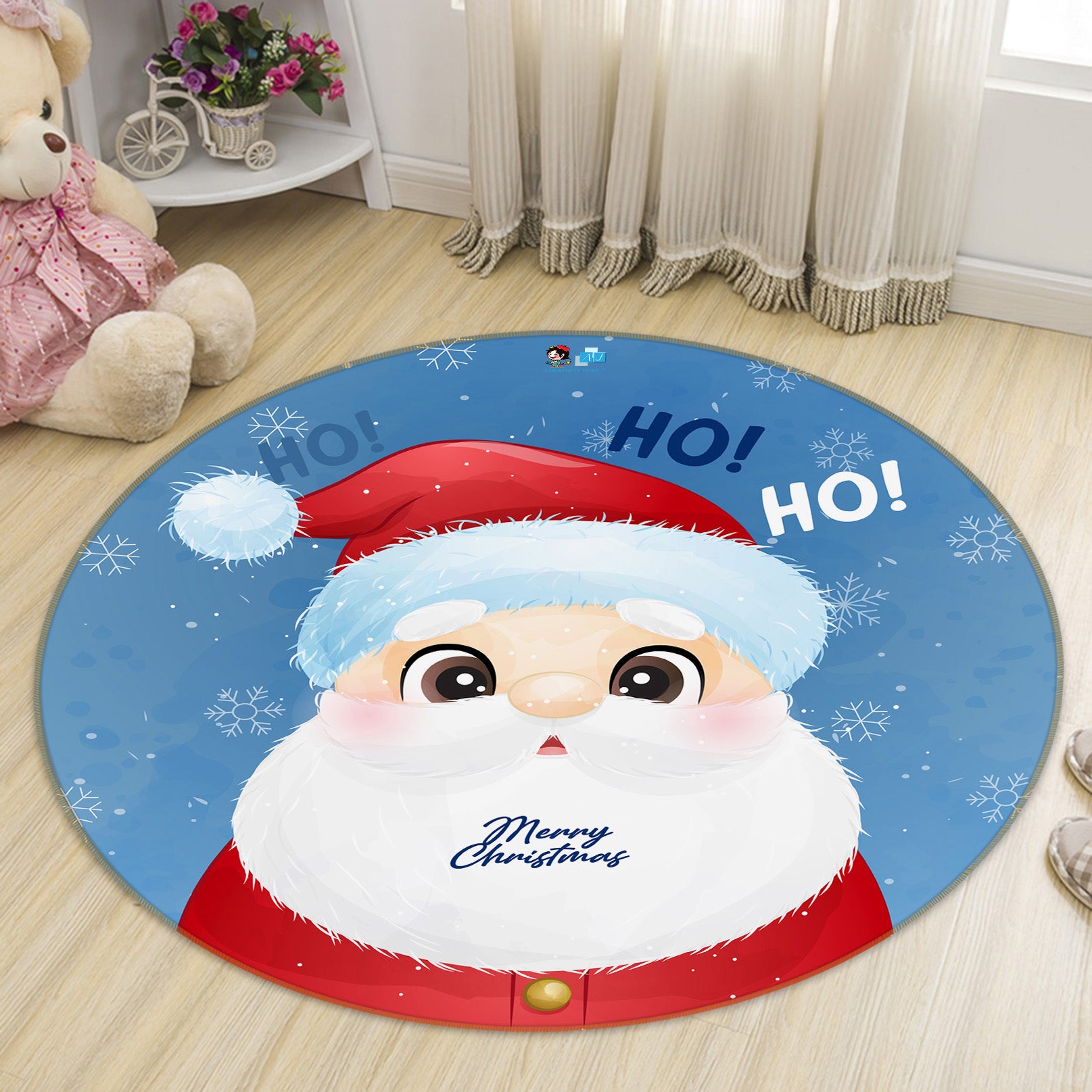 3D Santa Claus 75074 Round Non Slip Rug Mat