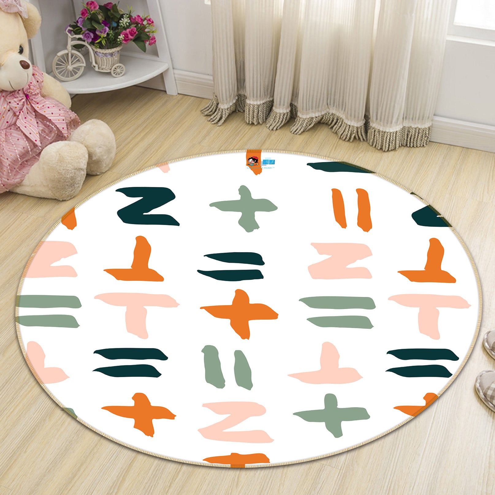3D Colorful Symbols Pattern 10587 Kashmira Jayaprakash Rug Round Non Slip Rug Mat