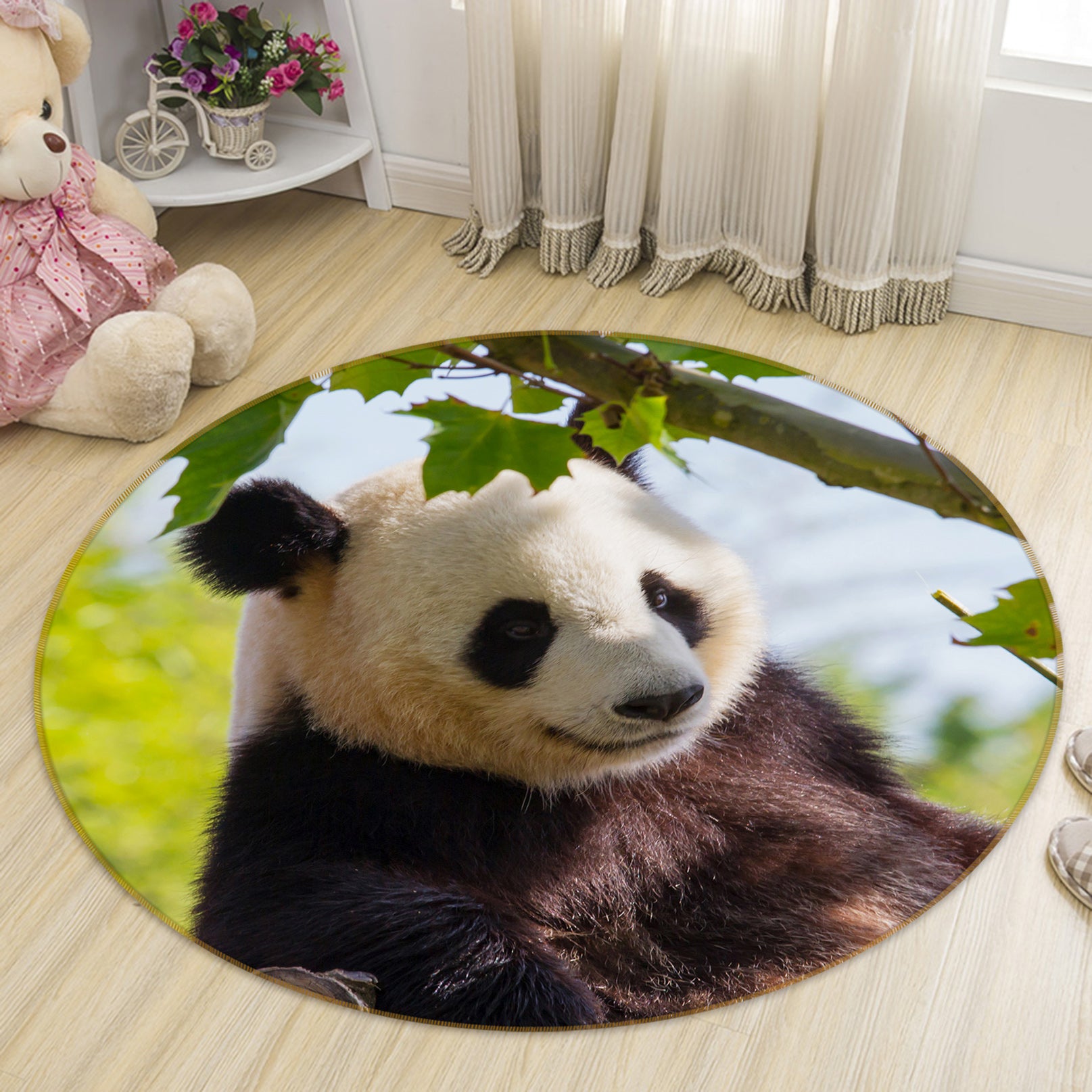 3D Panda 82032 Animal Round Non Slip Rug Mat