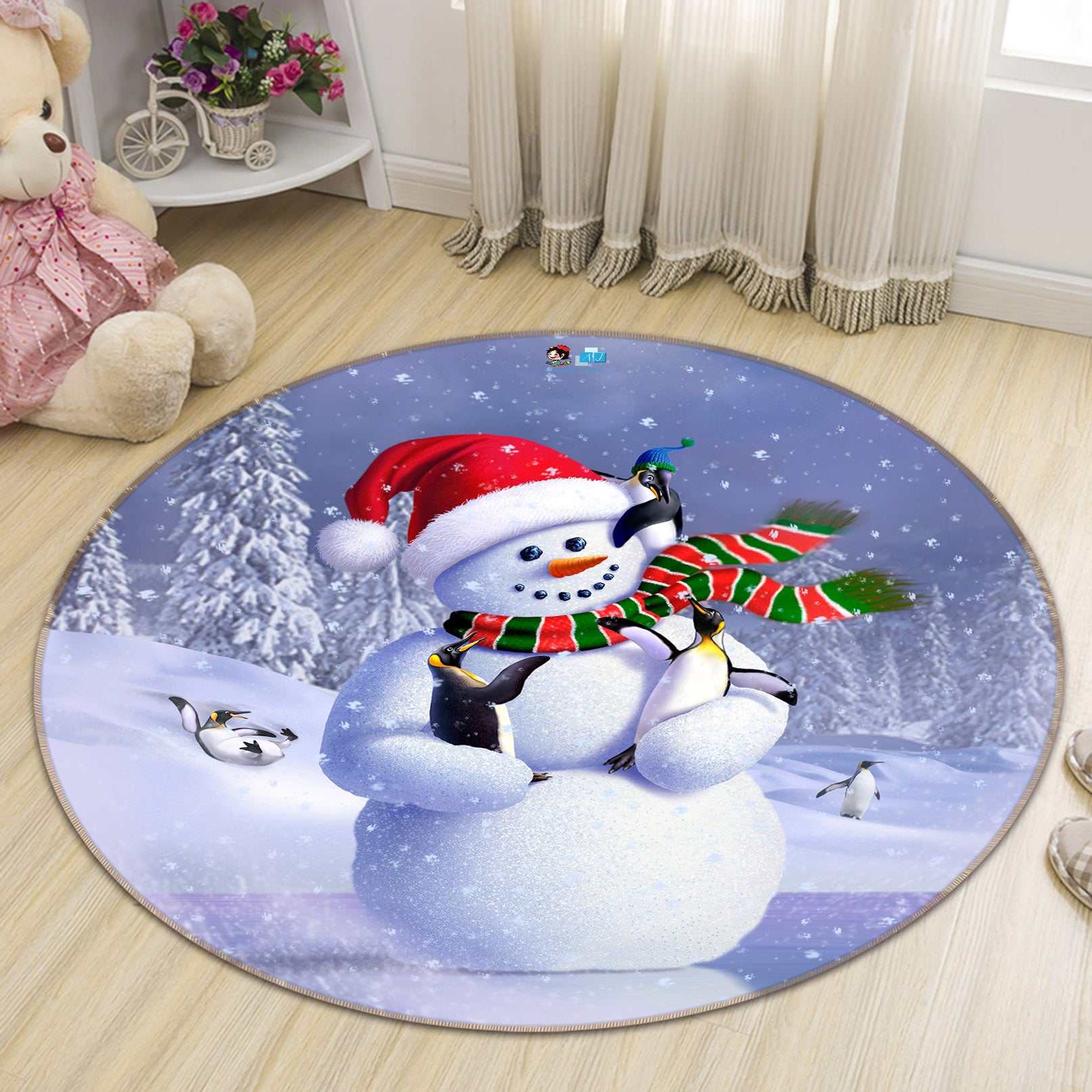 3D Snowman 85148 Jerry LoFaro Rug Round Non Slip Rug Mat