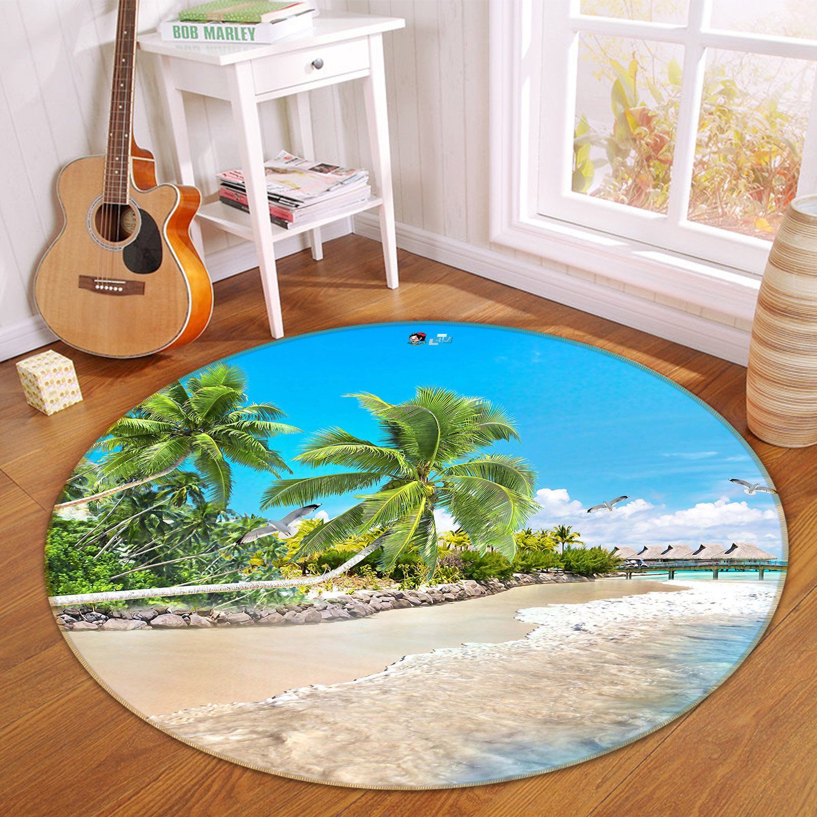 3D Beach Coconut 027 Round Non Slip Rug Mat Mat AJ Creativity Home