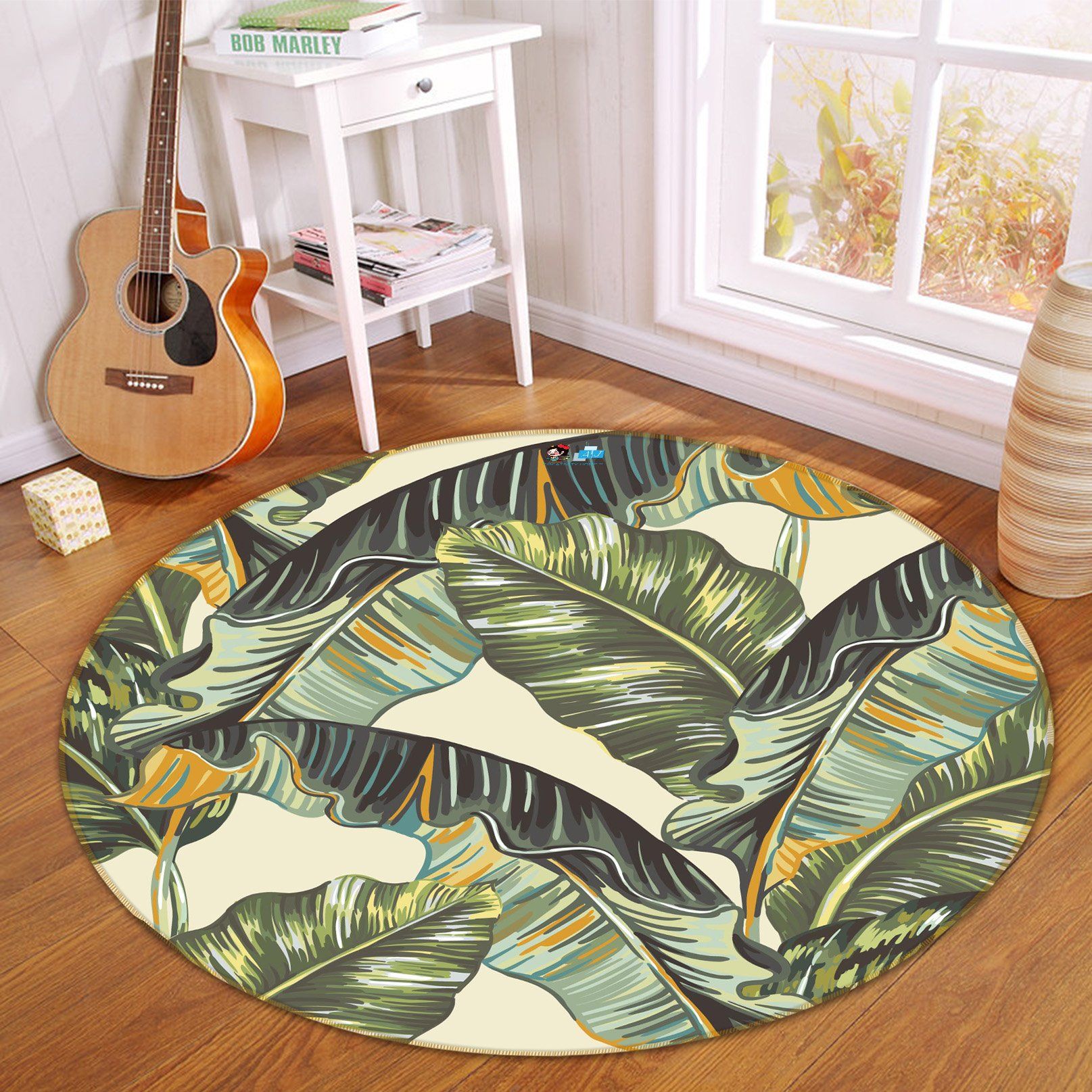 3D Hand Drawn Leaves 298 Round Non Slip Rug Mat Mat AJ Creativity Home