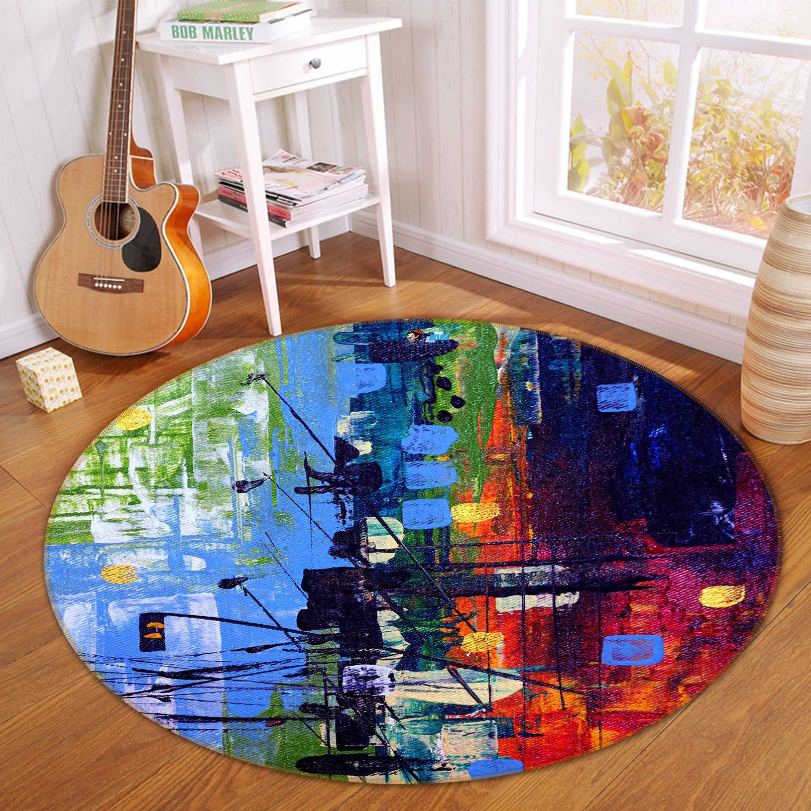 3D Color Abstract Pattern 71254 Round Non Slip Rug Mat