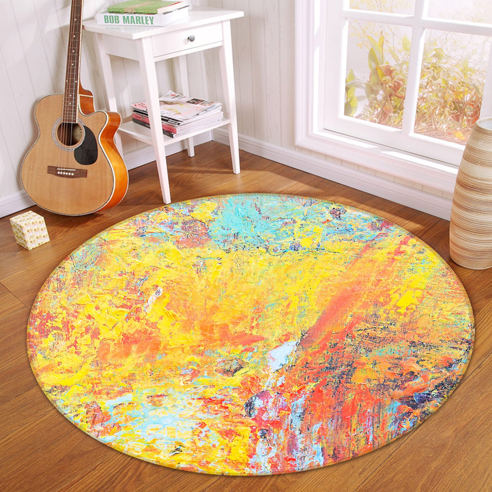 3D Color Pattern 71179 Round Non Slip Rug Mat