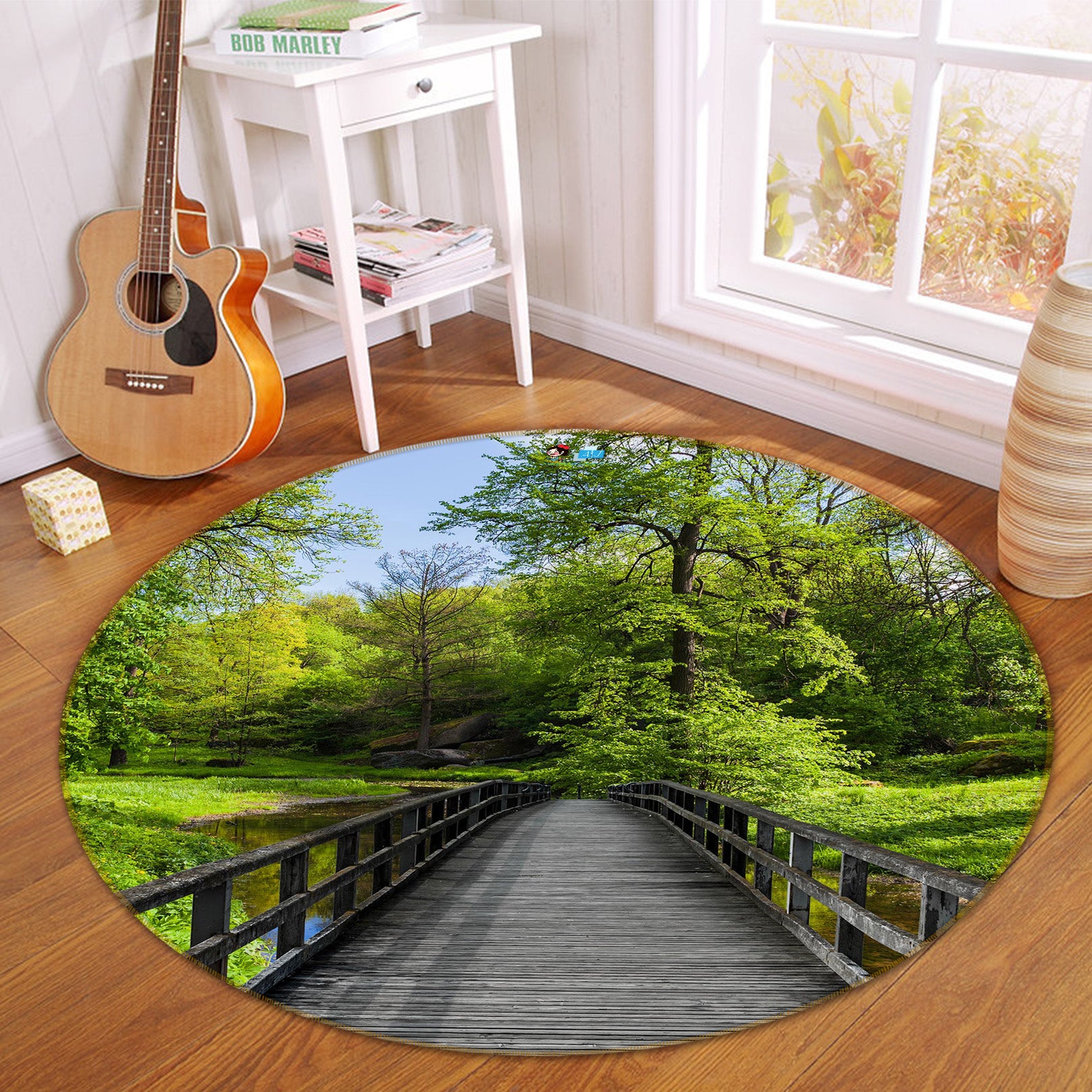3D Forest Corridor 72106 Round Non Slip Rug Mat