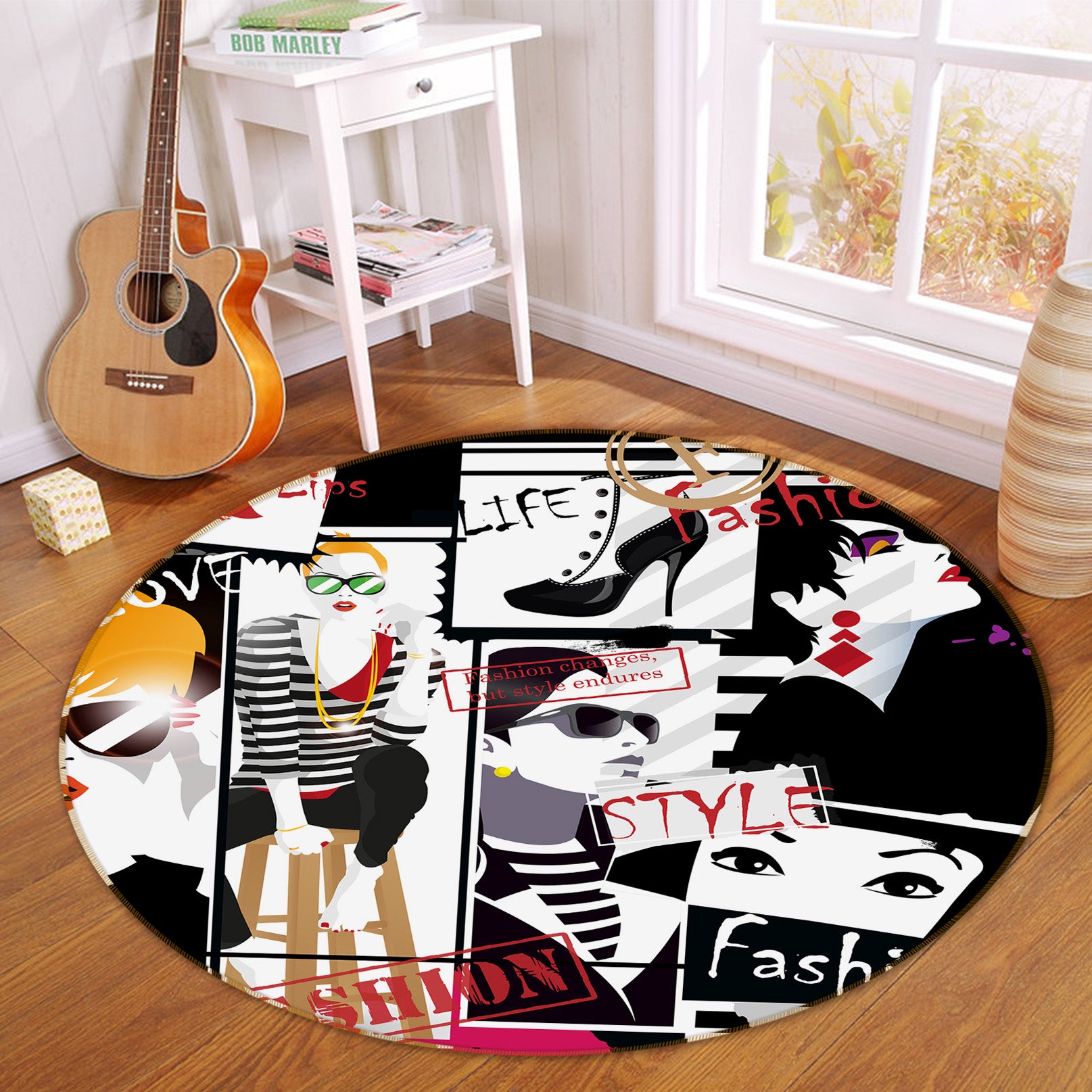 3D Pretty Girl 37015 Round Non Slip Rug Mat