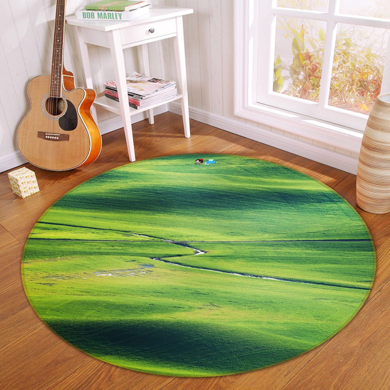 3D Grassland Creek 232 Round Non Slip Rug Mat Mat AJ Creativity Home