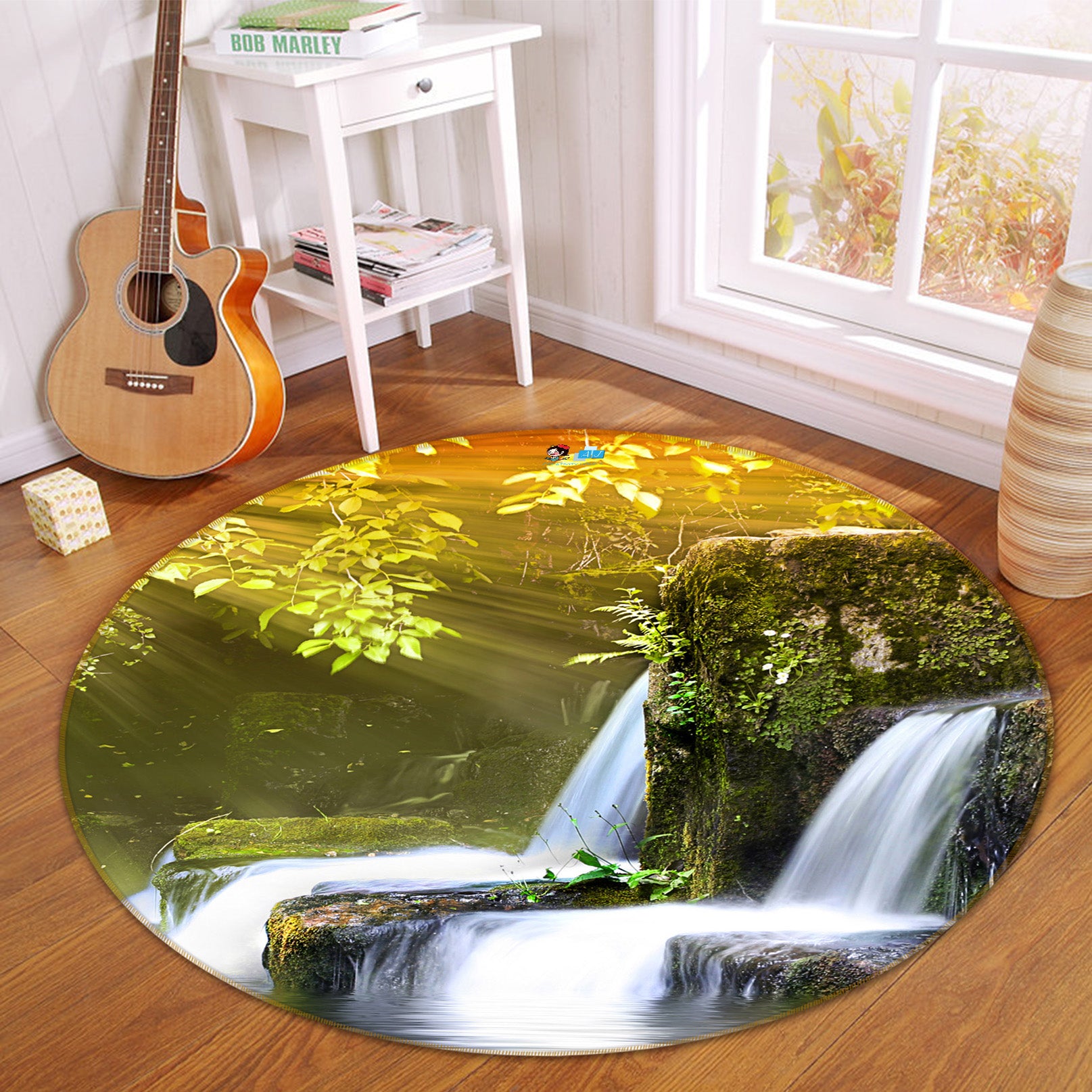 3D Waterfall 72054 Round Non Slip Rug Mat