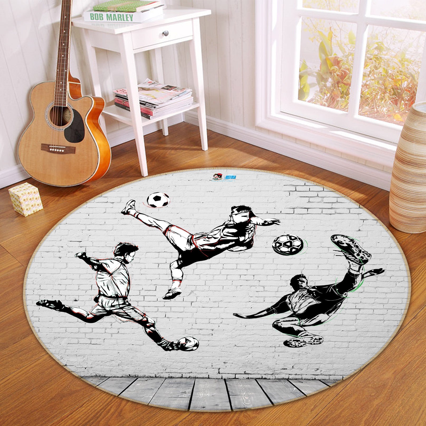 3D Play Football 66170 Round Non Slip Rug Mat