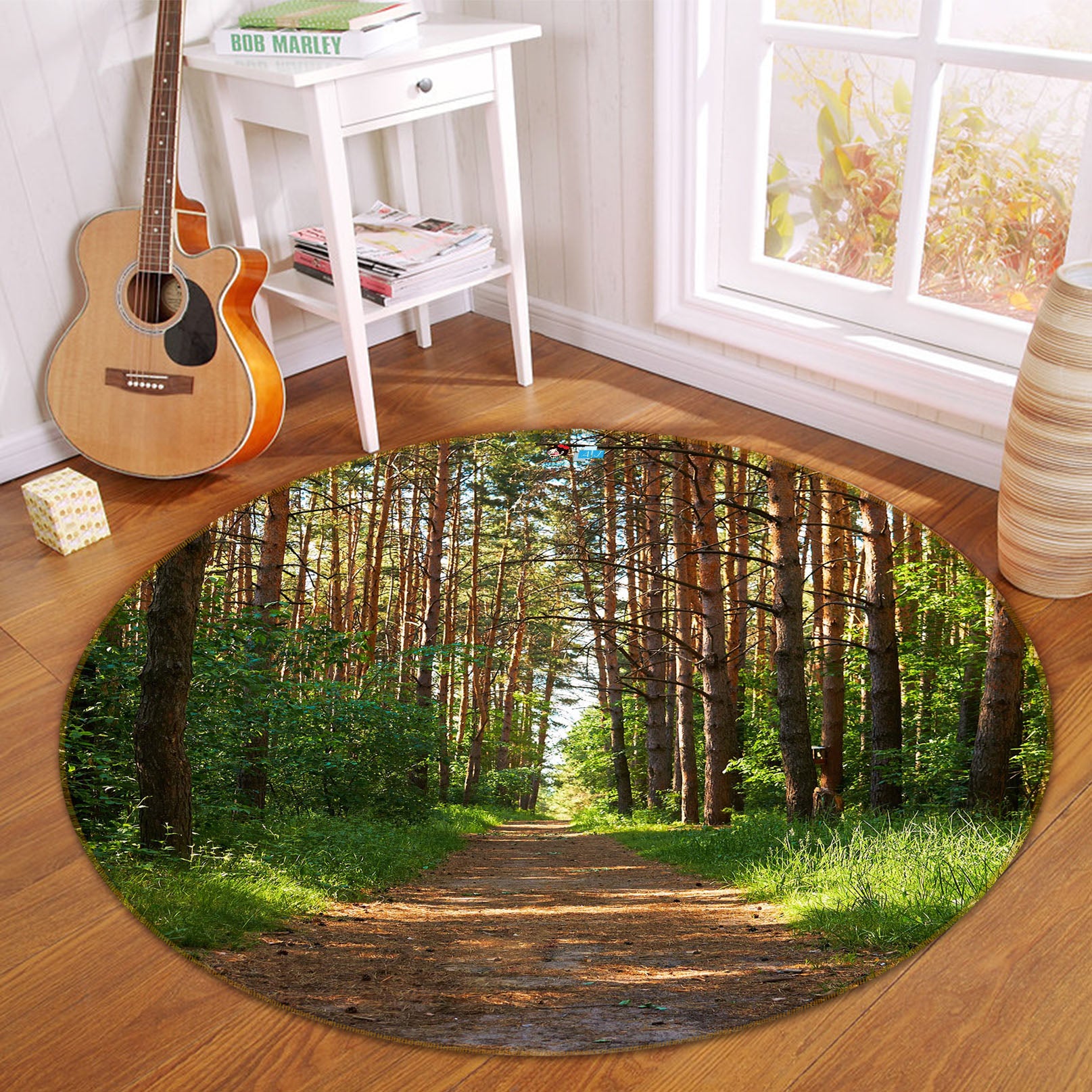 3D Forest Path 81045 Round Non Slip Rug Mat