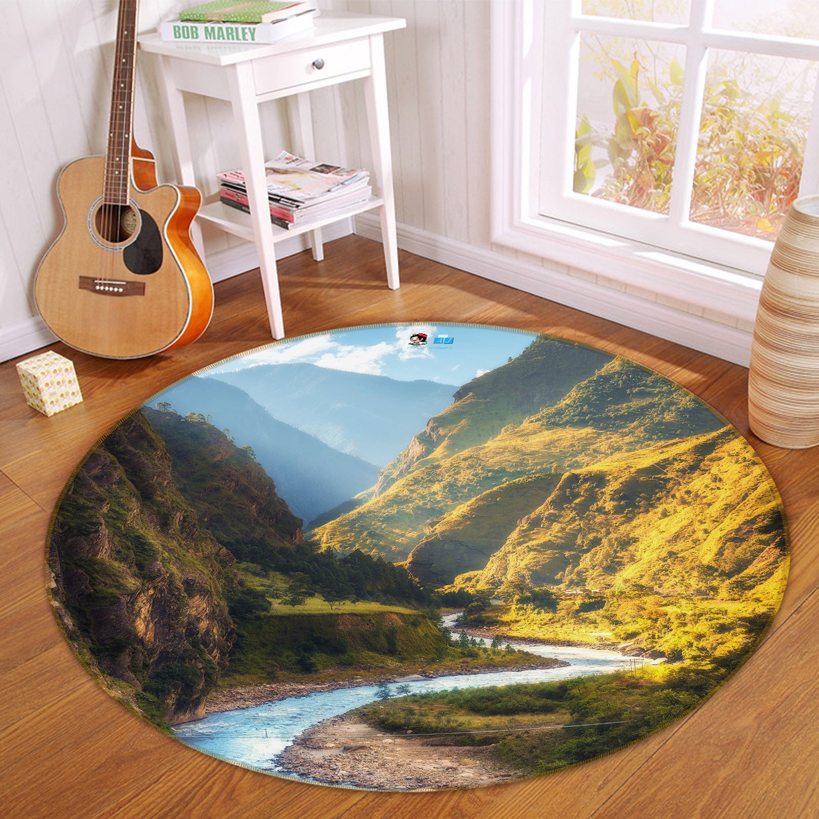 3D Mountains Rivers 69095 Round Non Slip Rug Mat