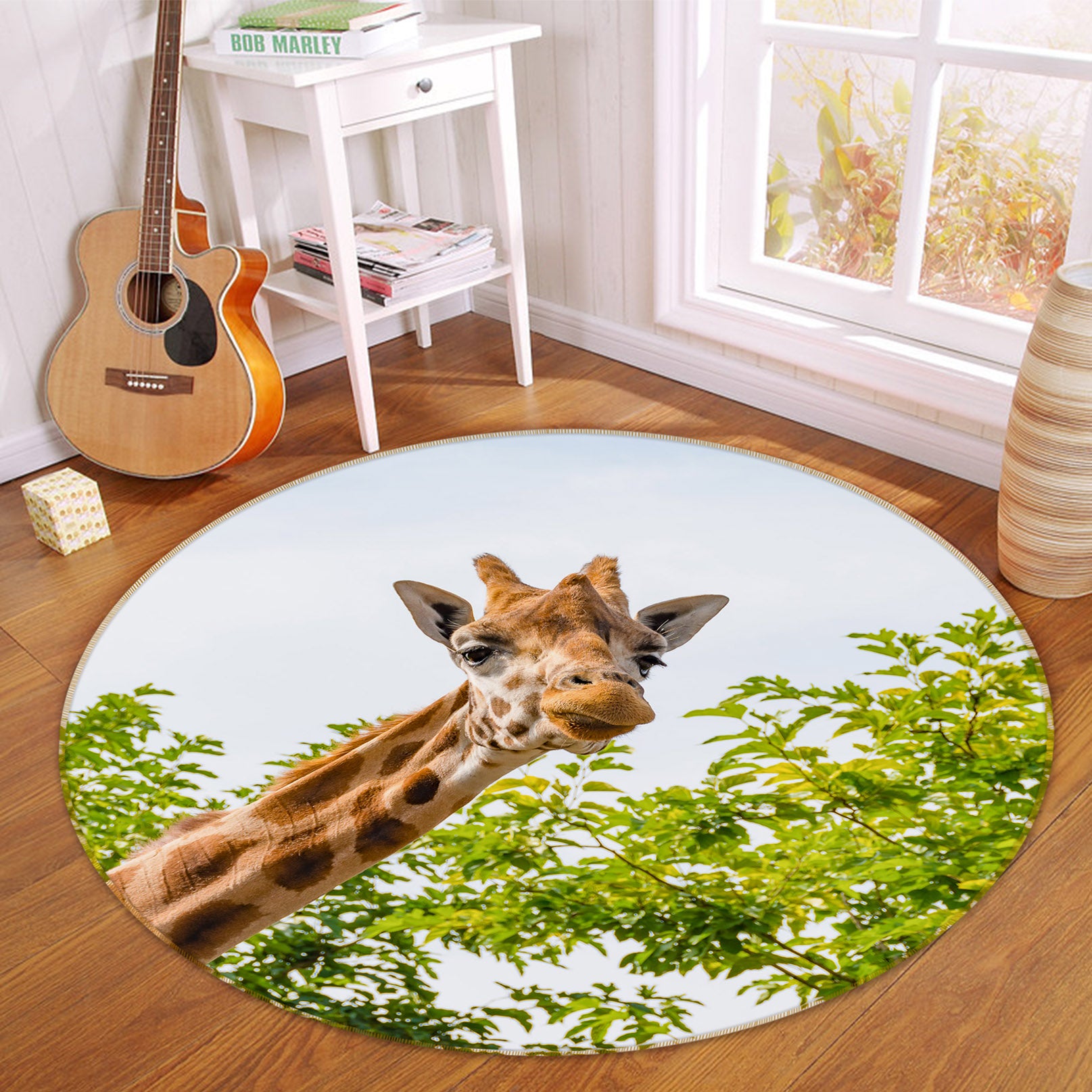 3D Giraffe 37234 Animal Round Non Slip Rug Mat