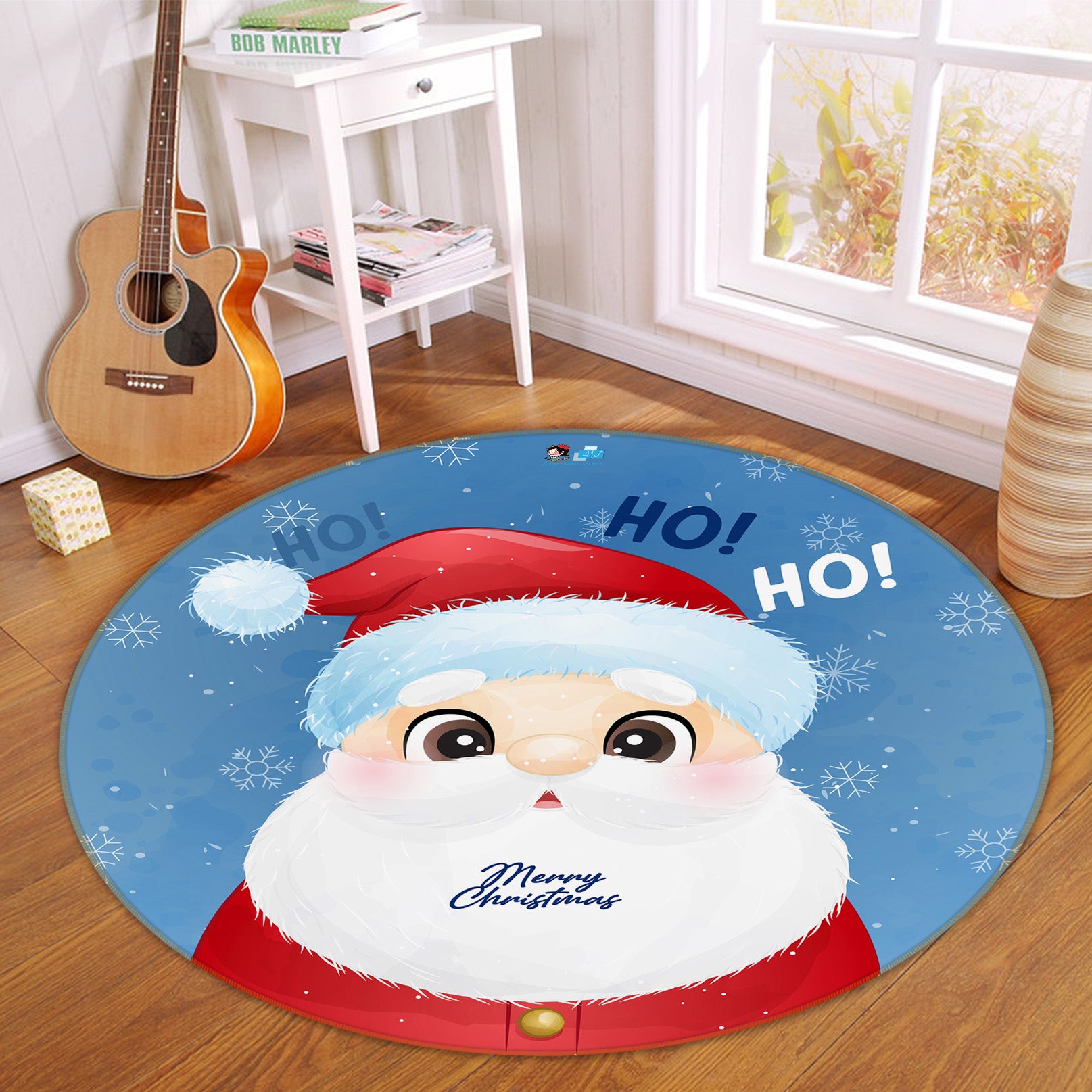 3D Santa Claus 75074 Round Non Slip Rug Mat