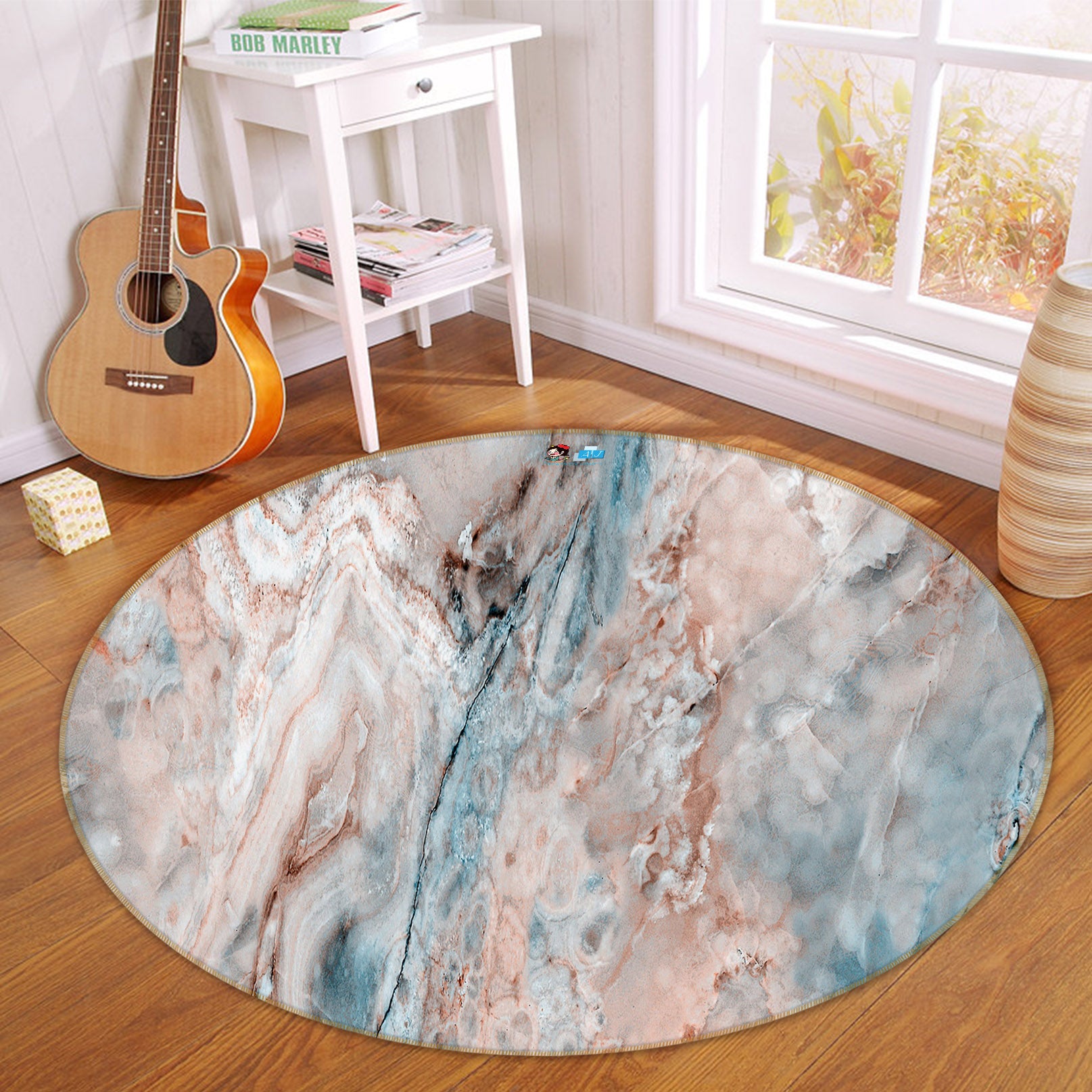 3D Marble 71156 Round Non Slip Rug Mat