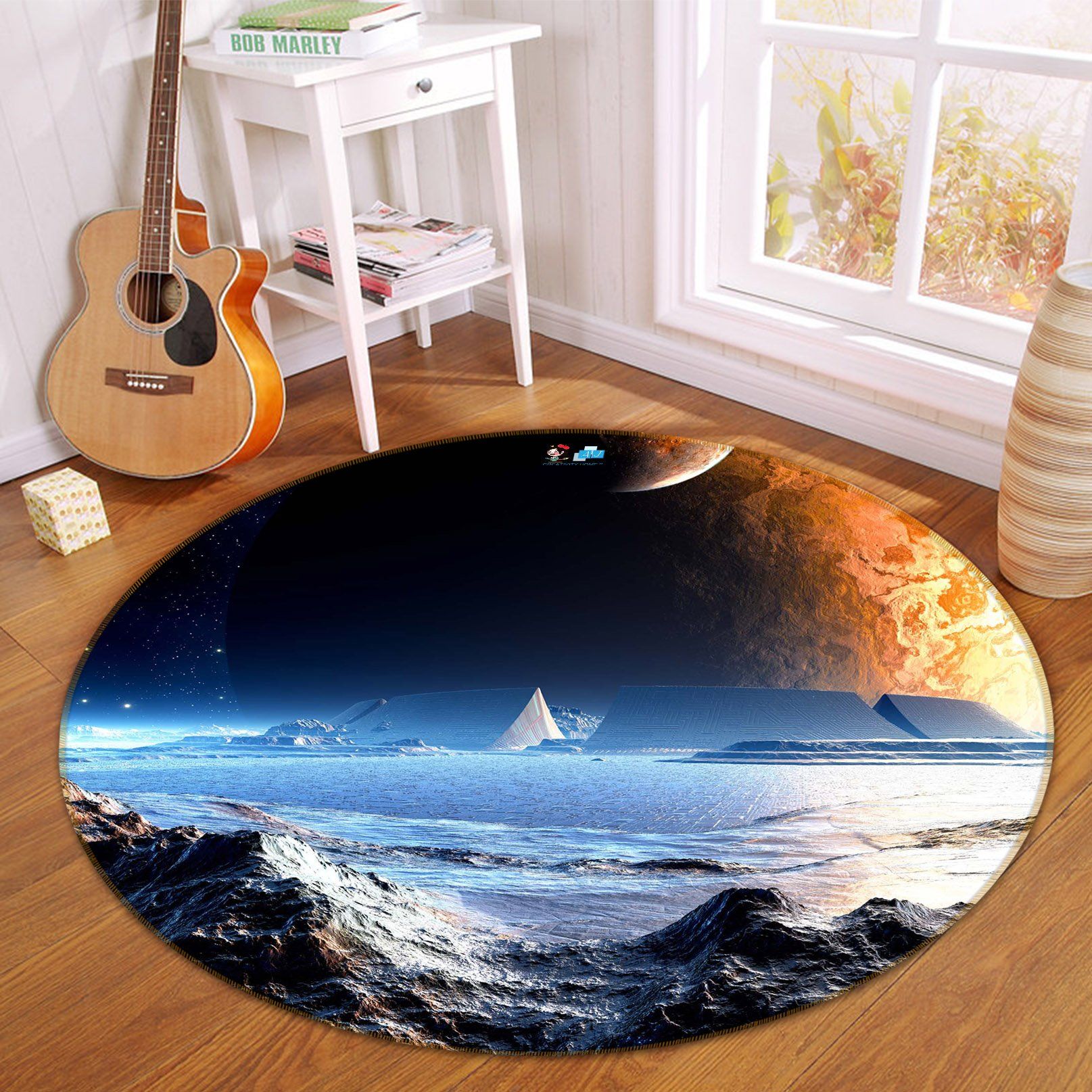 3D Moon Mountain 333 Round Non Slip Rug Mat Mat AJ Creativity Home