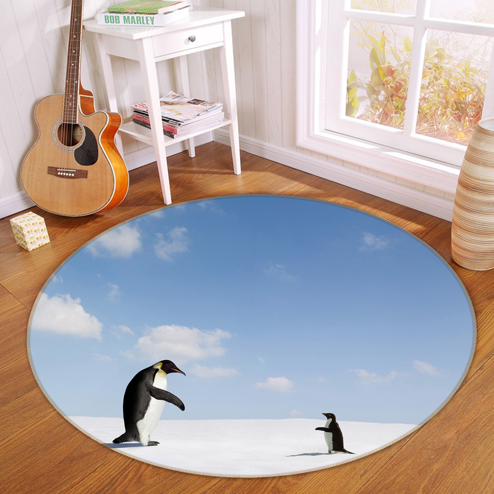 3D Penguin 37249 Animal Round Non Slip Rug Mat