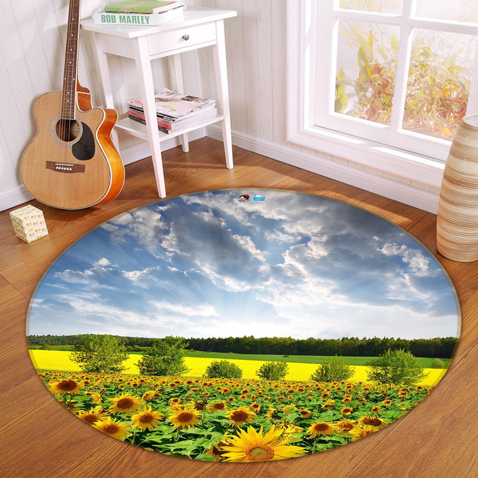 3D Sunflower Field 348 Round Non Slip Rug Mat Mat AJ Creativity Home