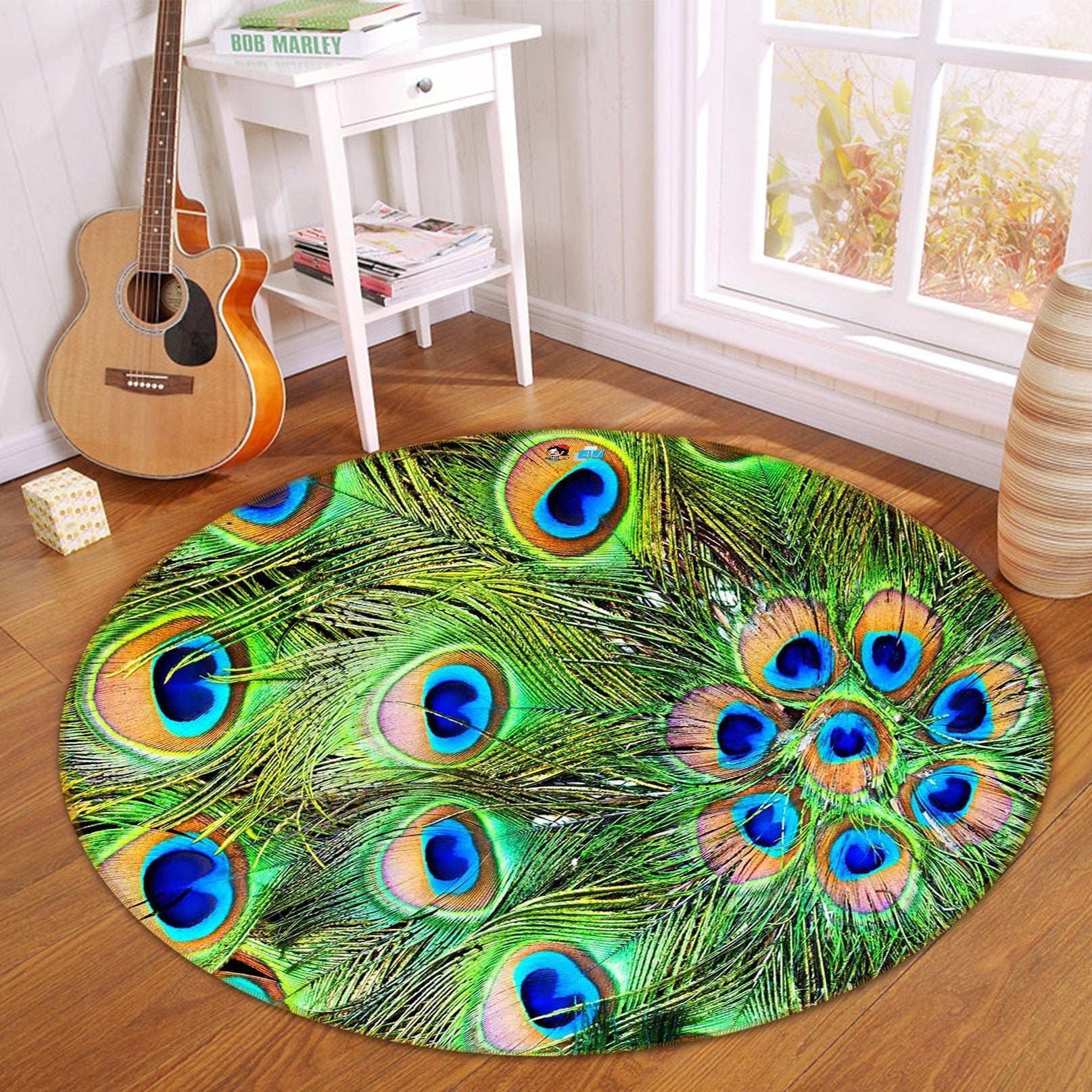 3D Peacock Feather 3642 Round Non Slip Rug Mat Mat AJ Creativity Home