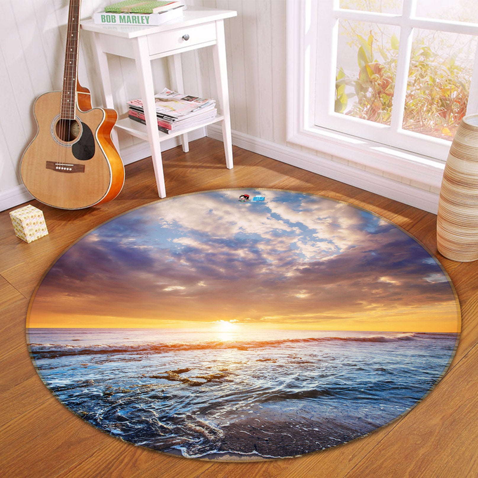 3D Sea Surface 81107 Round Non Slip Rug Mat