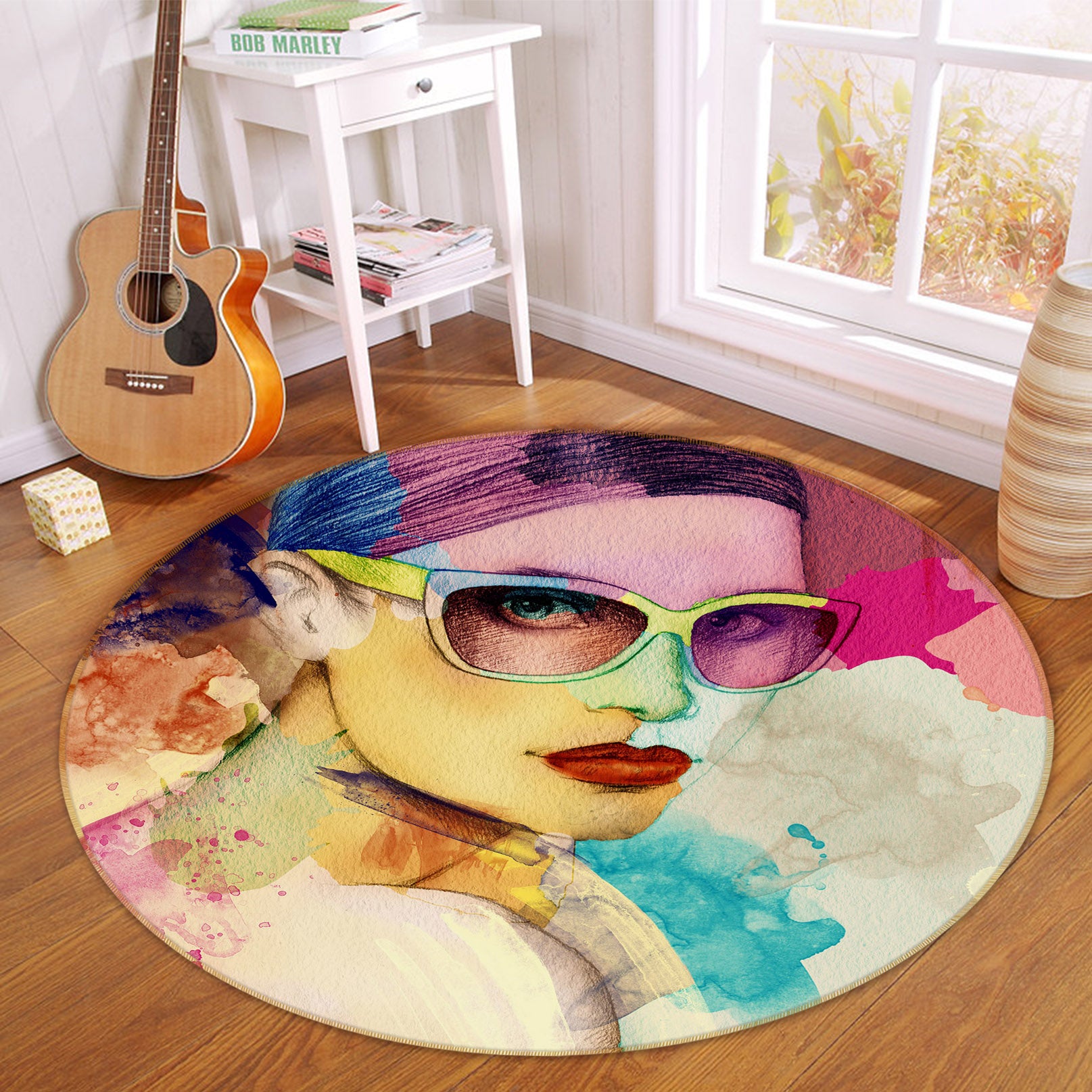 3D Fashion Girl 763 Round Non Slip Rug Mat
