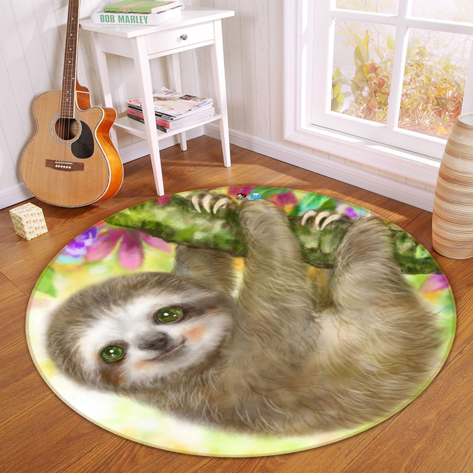 3D Cute Sloth 6067 Kayomi Harai Rug Round Non Slip Rug Mat