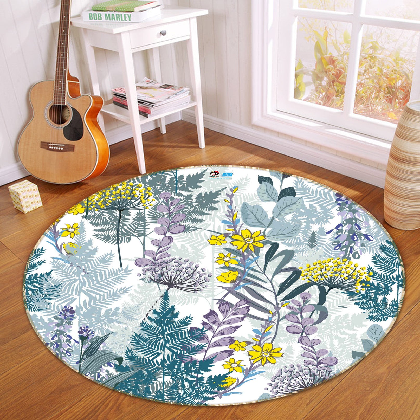 3D Tree Pattern 64177 Round Non Slip Rug Mat