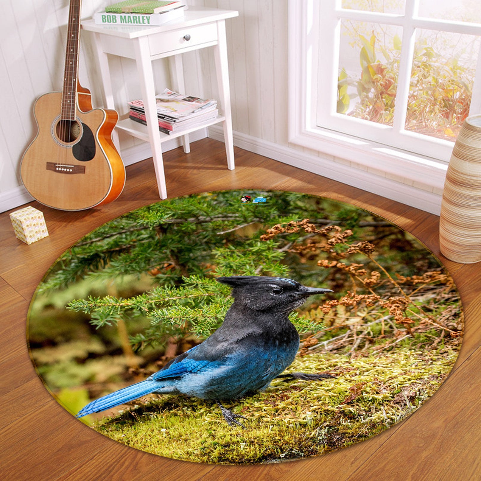 3D Blue Bird 81140 Round Non Slip Rug Mat