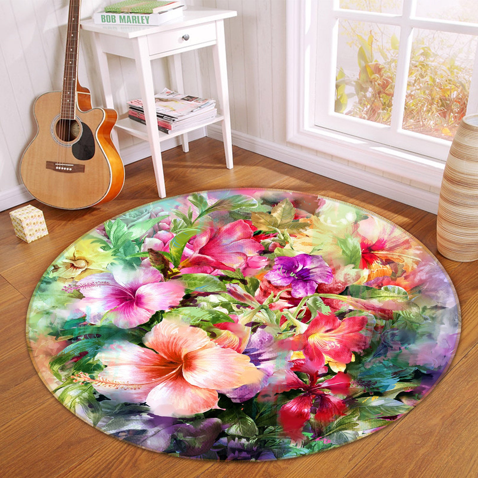 3D Flower 71216 Round Non Slip Rug Mat