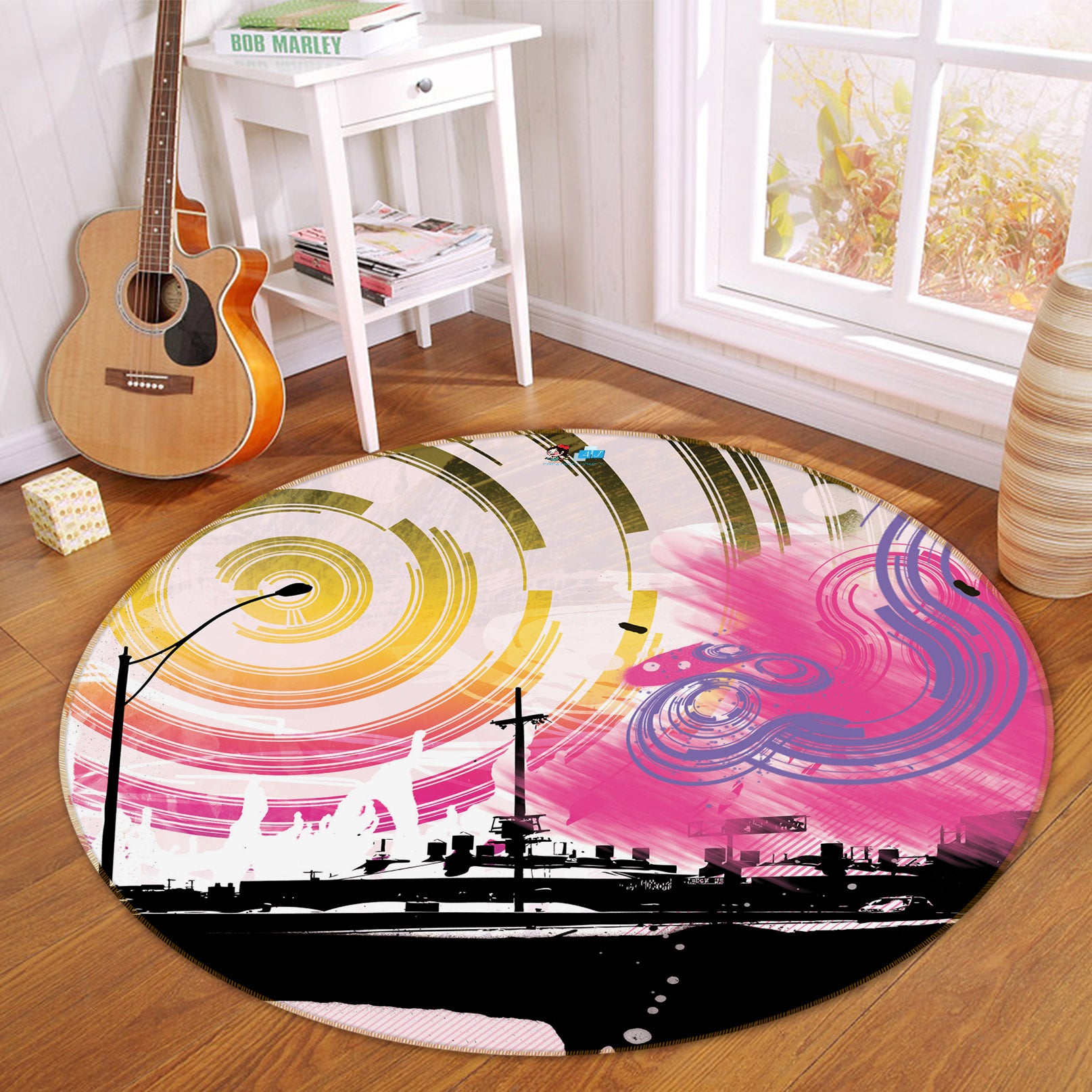 3D Graffiti 74068 Round Non Slip Rug Mat