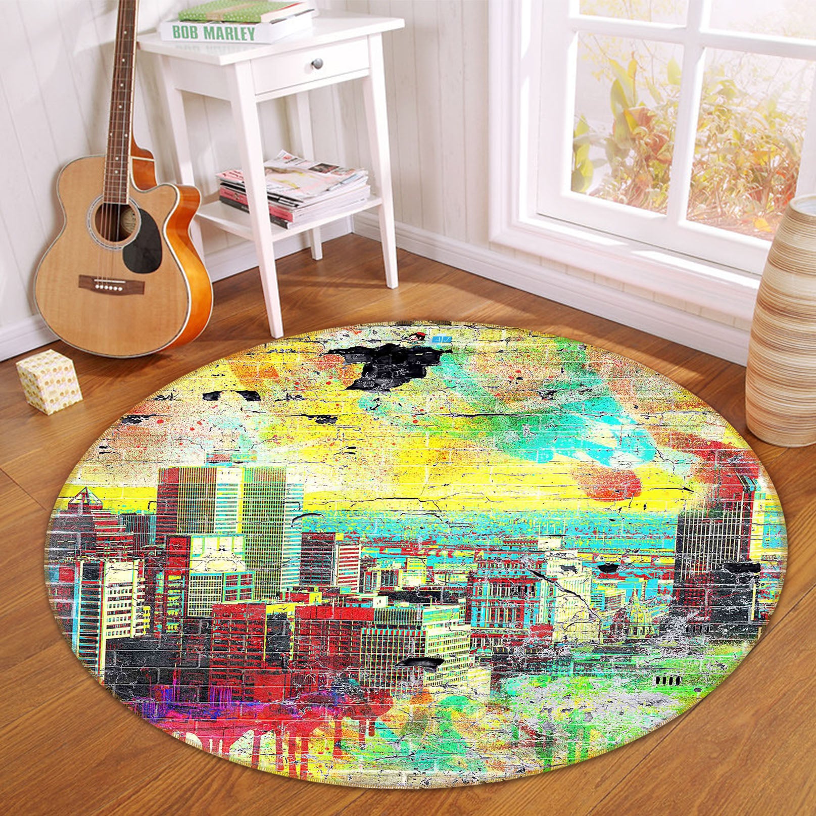 3D Building 66164 Round Non Slip Rug Mat