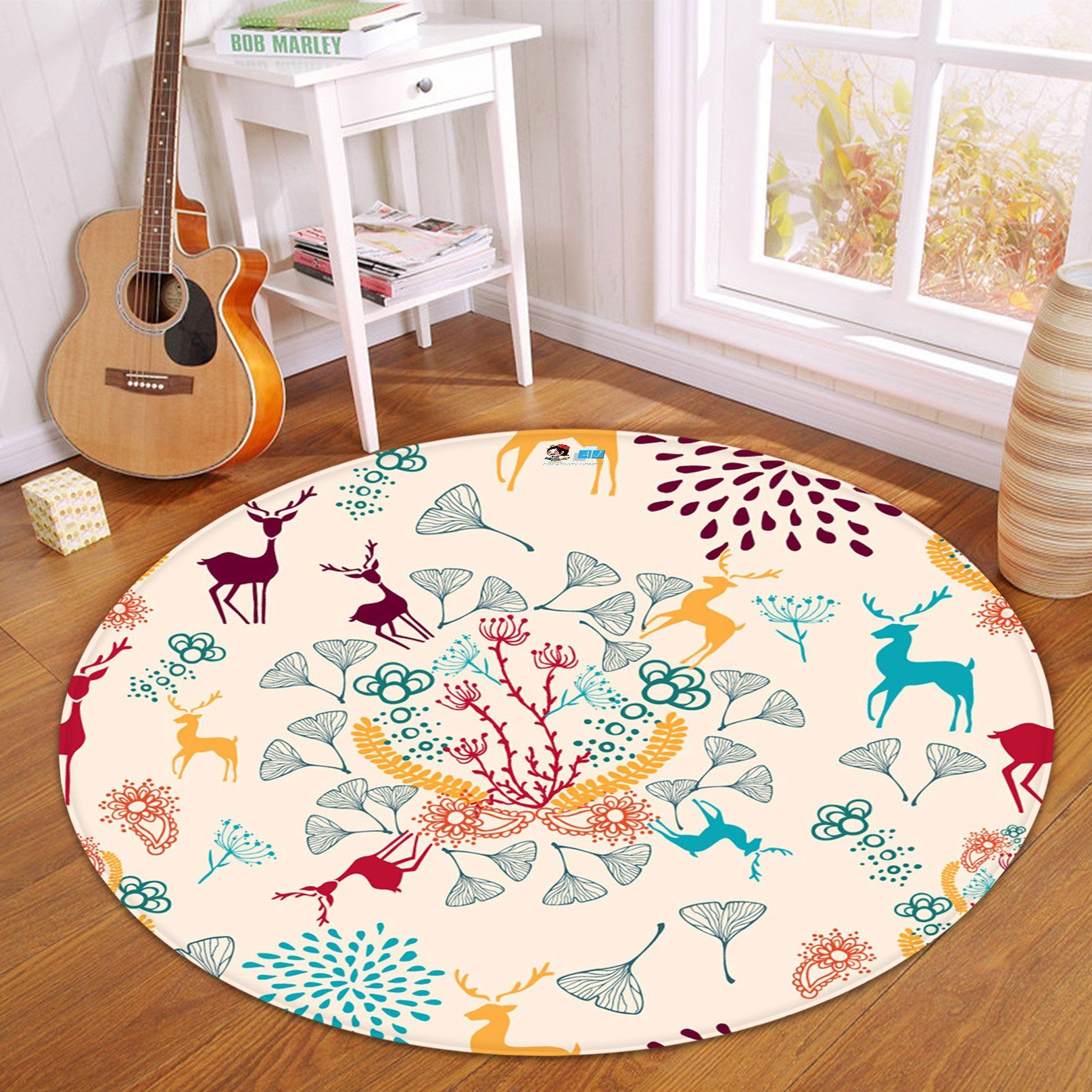 3D Color Deer Pattern 072 Round Non Slip Rug Mat Mat AJ Creativity Home