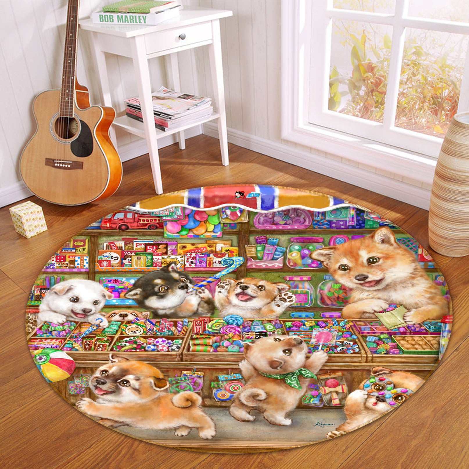 3D Candy House Dog 6065 Kayomi Harai Rug Round Non Slip Rug Mat