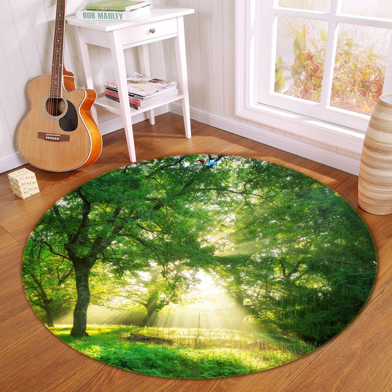 3D Sunny Woods 81096 Round Non Slip Rug Mat