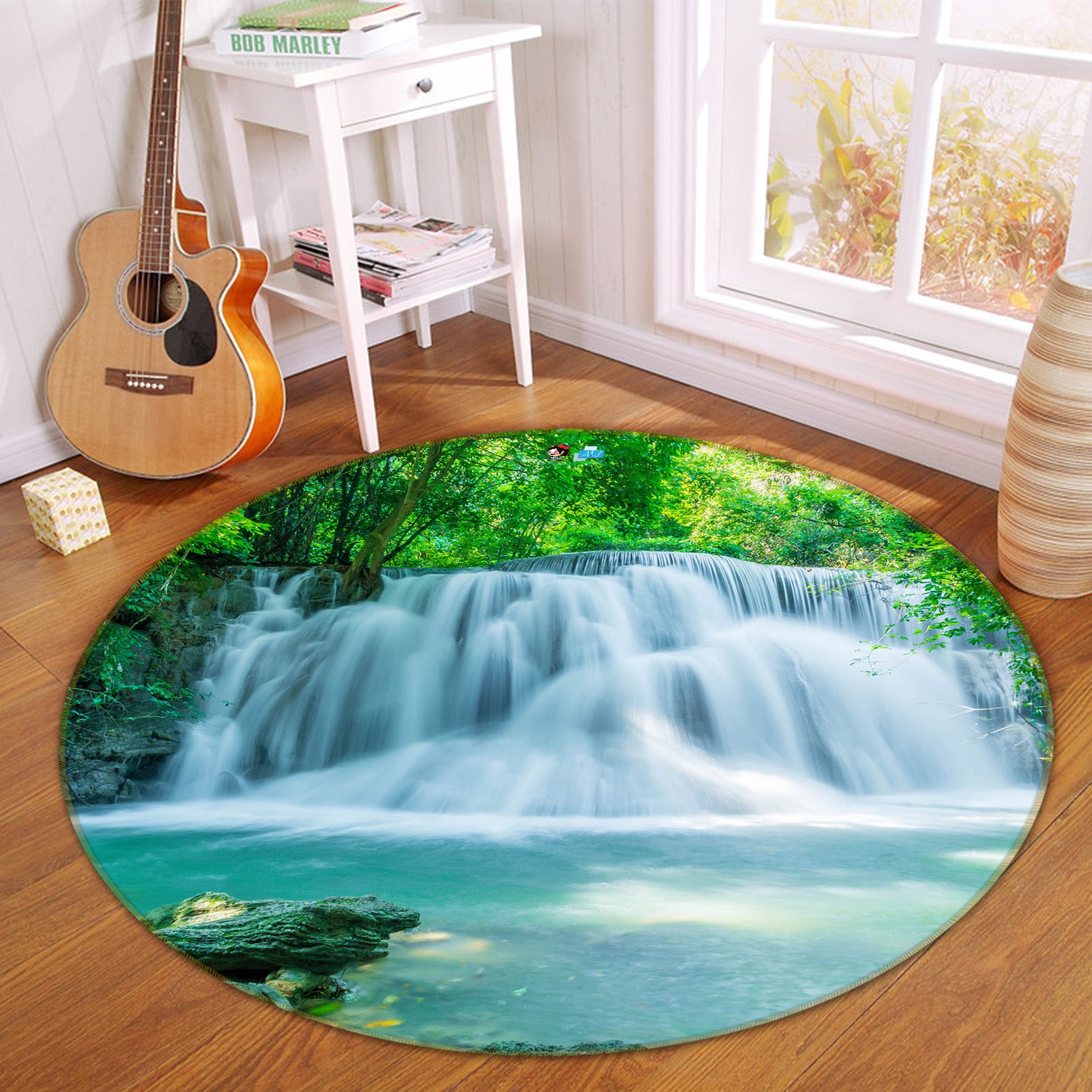 3D Waterfall 81121 Round Non Slip Rug Mat