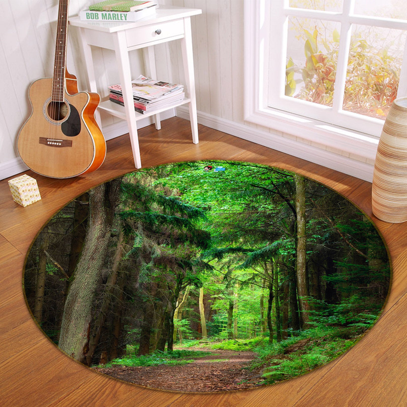 3D Forest Path 74159 Round Non Slip Rug Mat