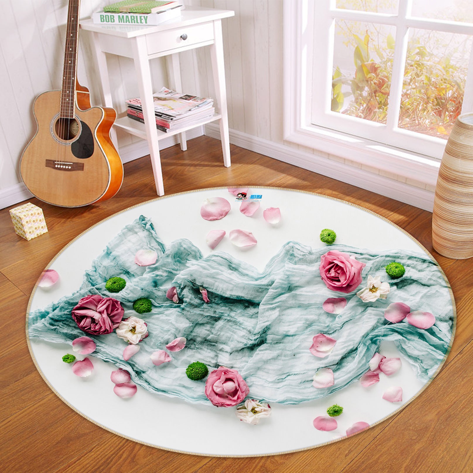 3D Flowers 72139 Round Non Slip Rug Mat