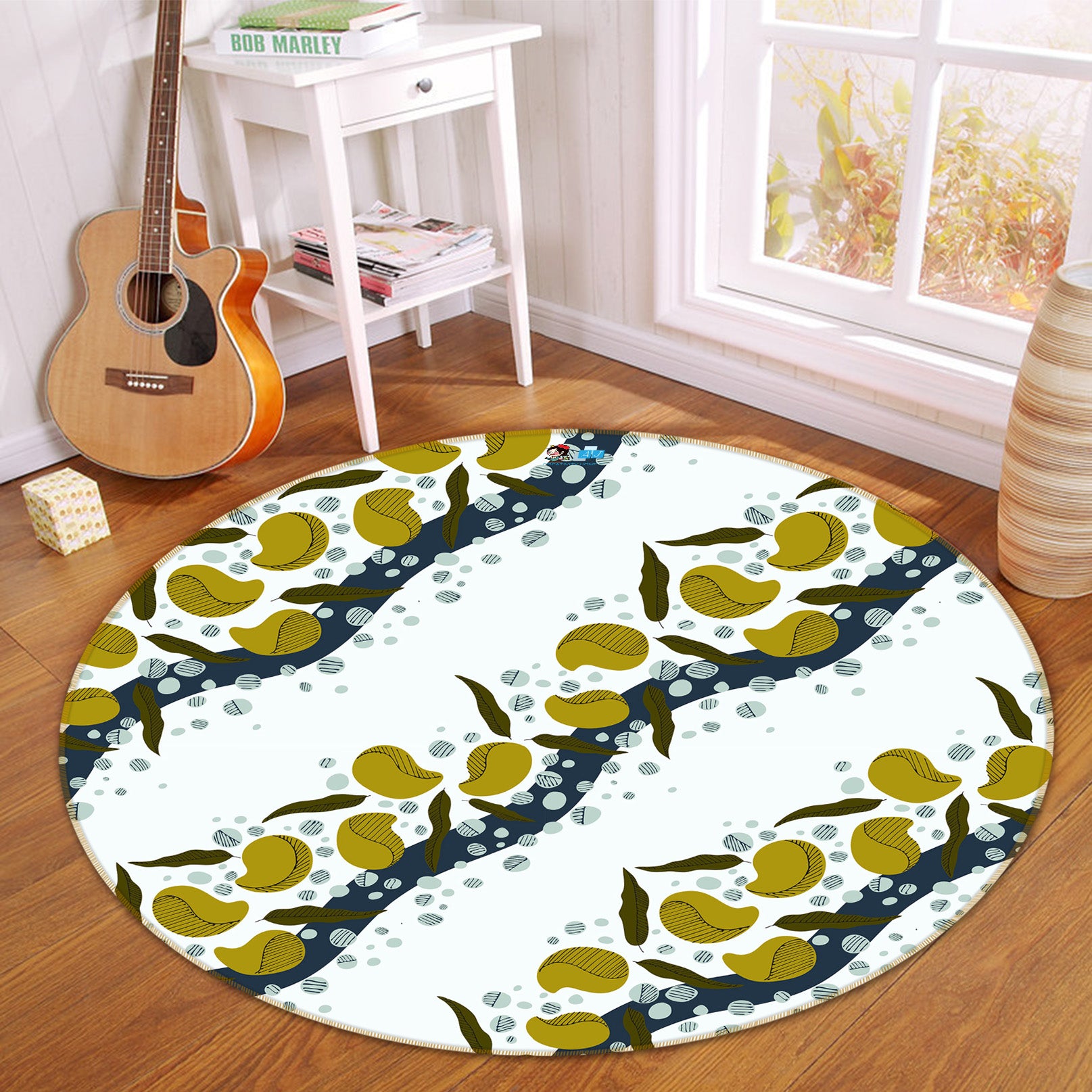 3D Bean Leaves 10576 Kashmira Jayaprakash Rug Round Non Slip Rug Mat