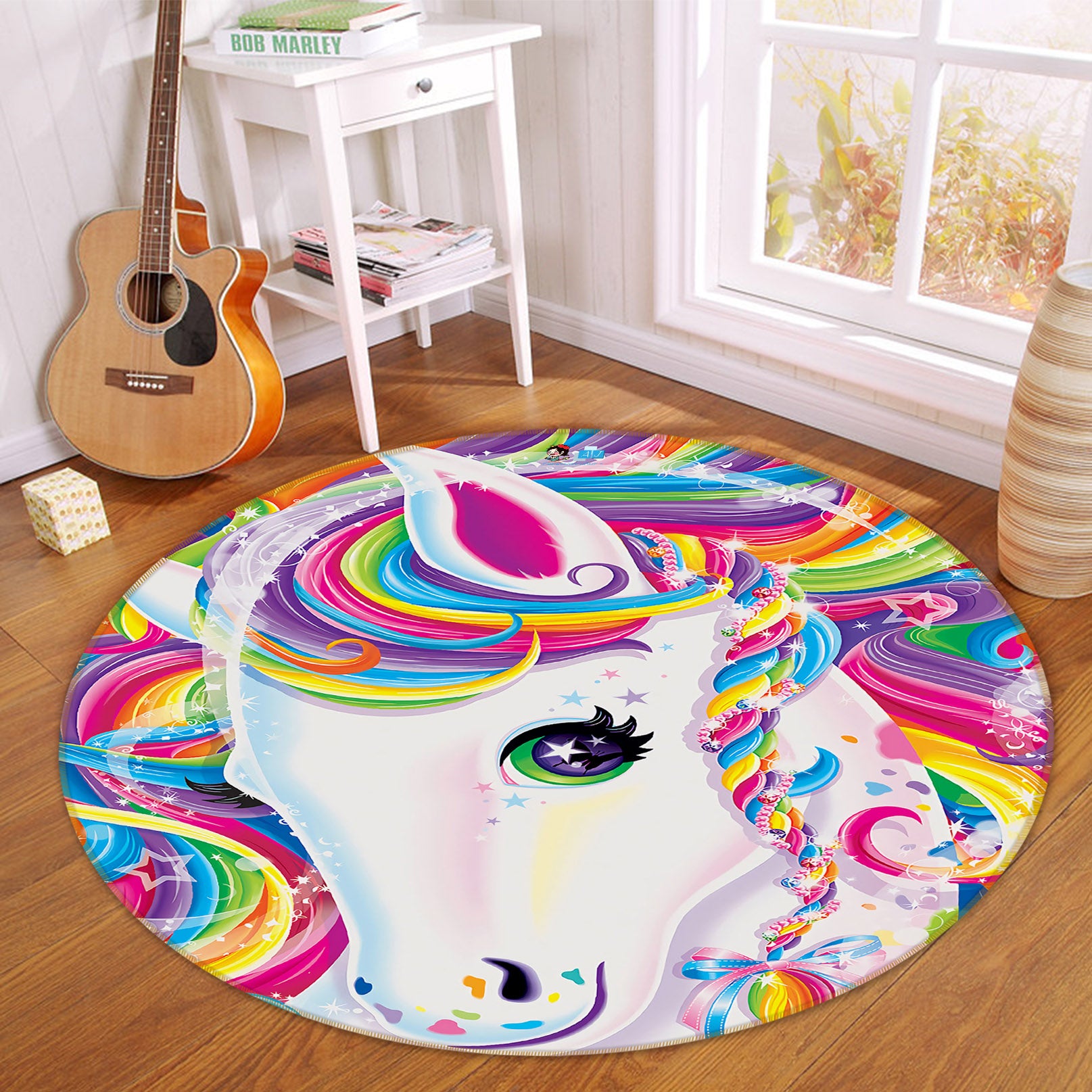 3D Color Horse 74004 Round Non Slip Rug Mat