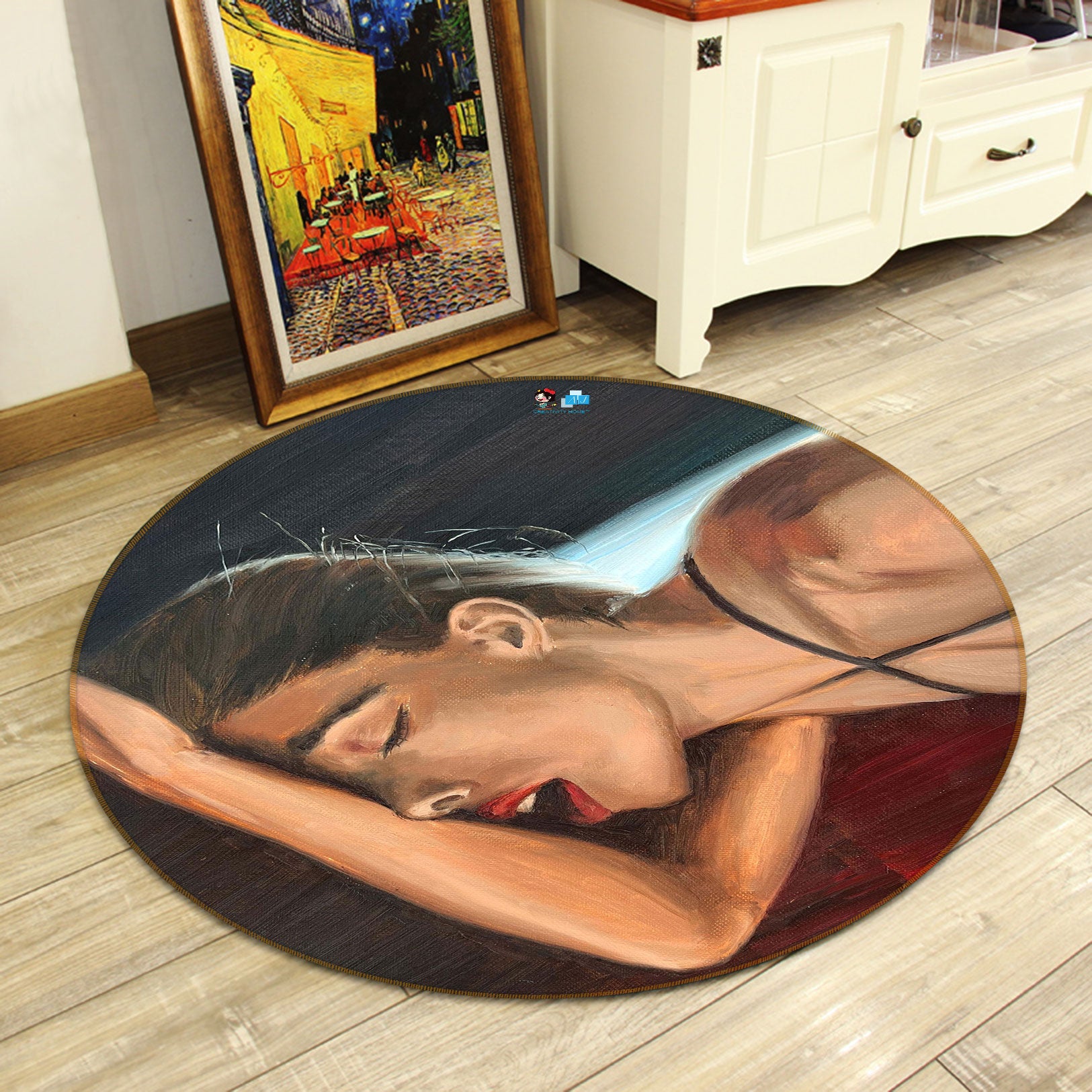 3D Woman Painting 9736 Marina Zotova Rug Round Non Slip Rug Mat