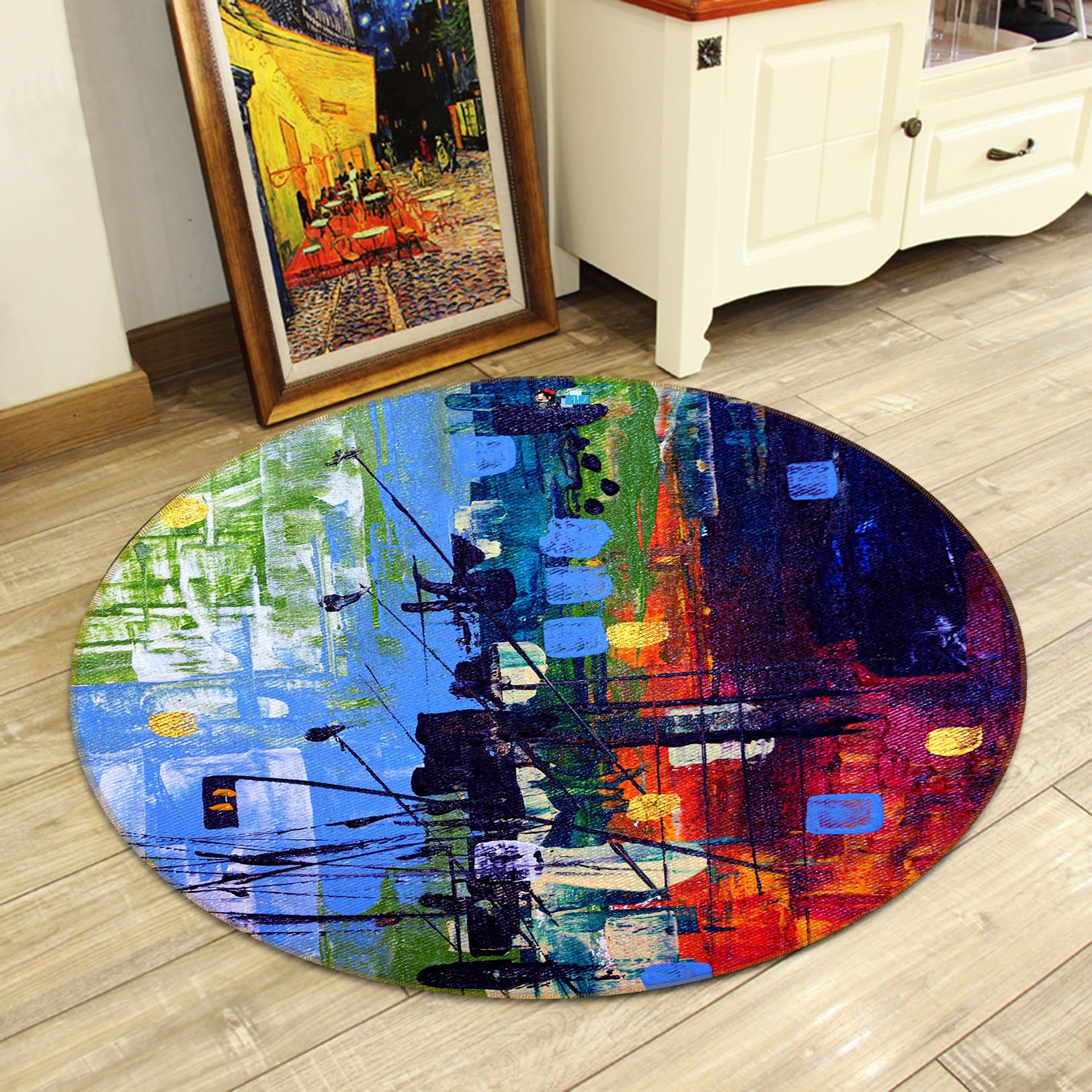 3D Color Abstract Pattern 71254 Round Non Slip Rug Mat