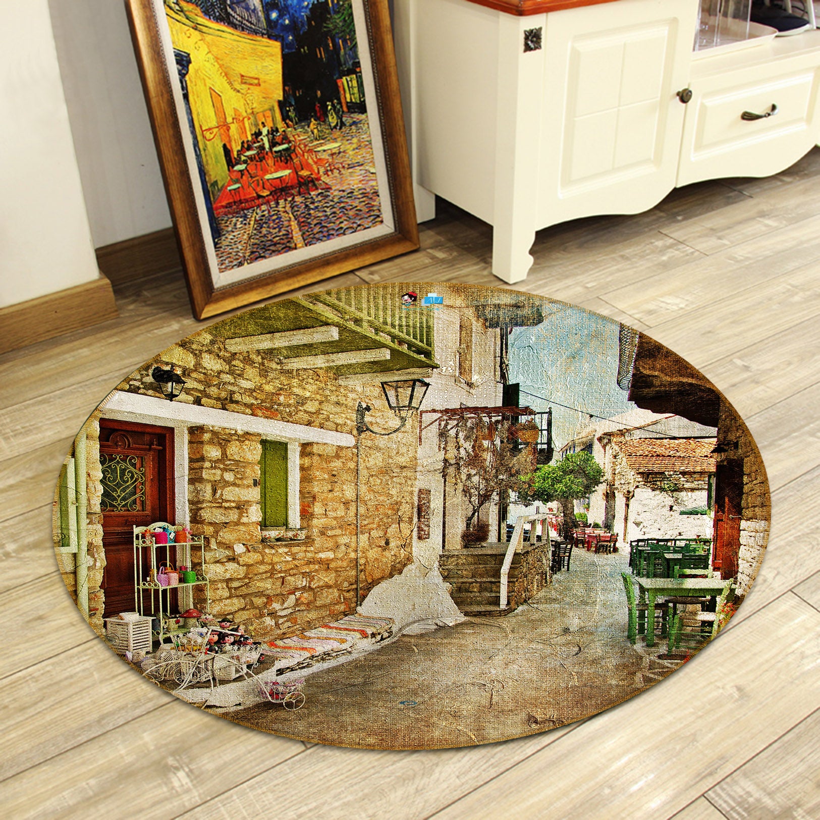 3D Town House 74123 Round Non Slip Rug Mat