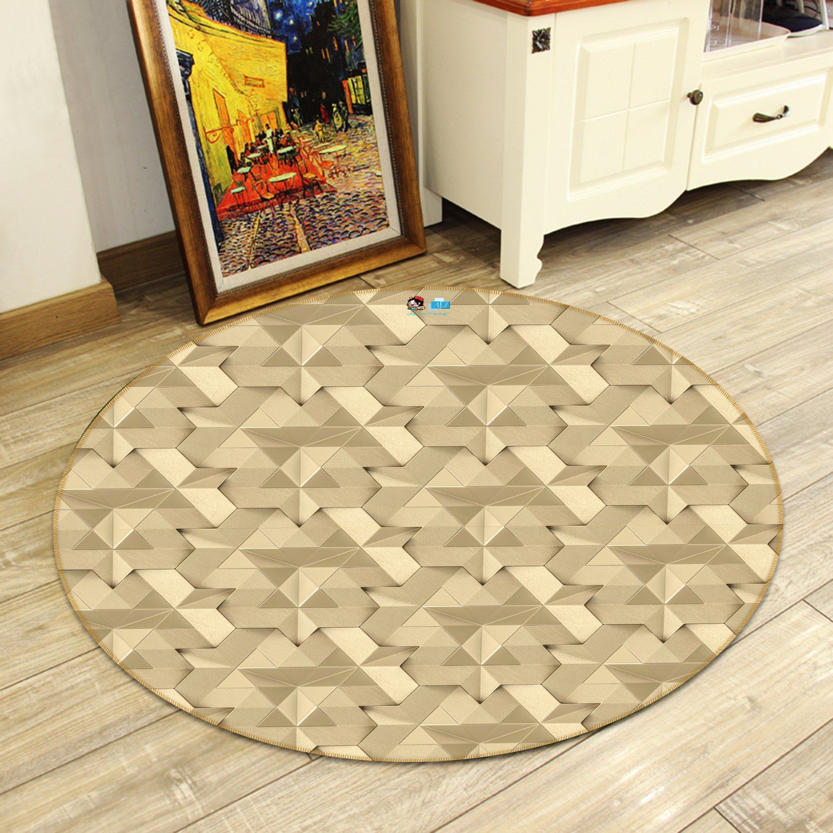 3D Yellow Pattern 3412 Round Non Slip Rug Mat Mat AJ Creativity Home