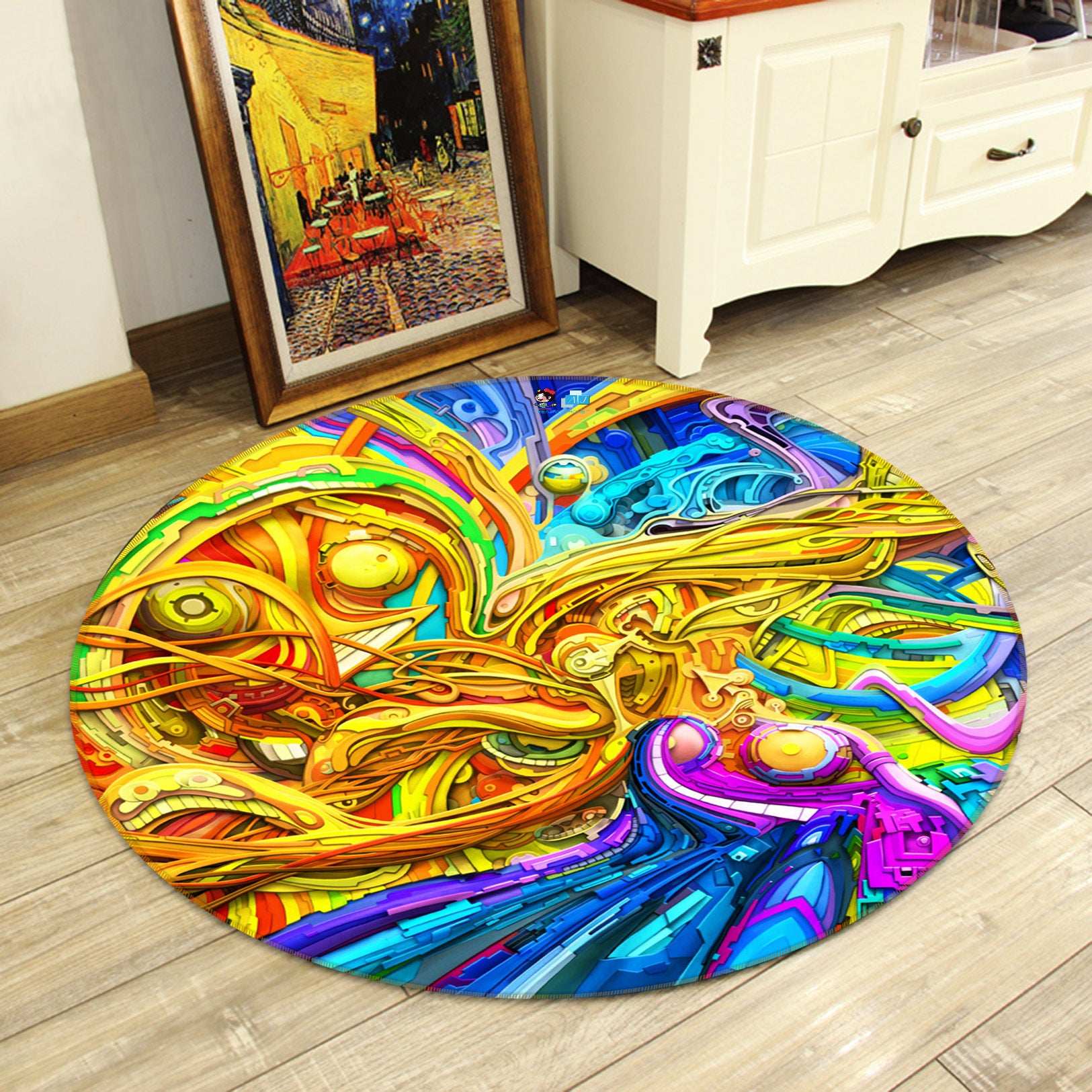 3D Color Abstract 72202 Round Non Slip Rug Mat