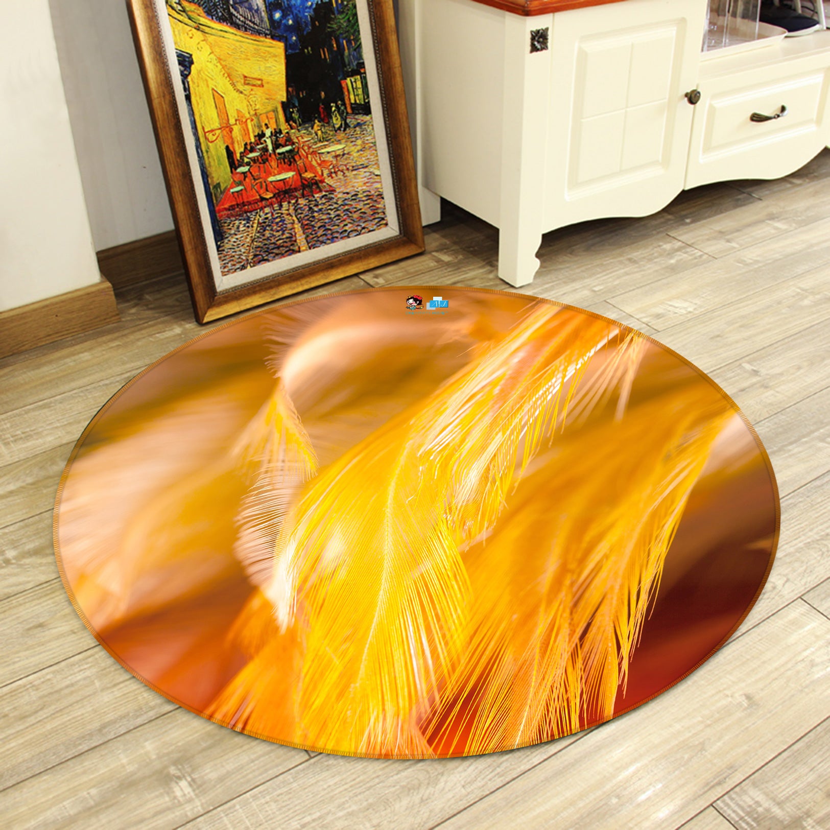 3D Golden Feather 81220 Round Non Slip Rug Mat